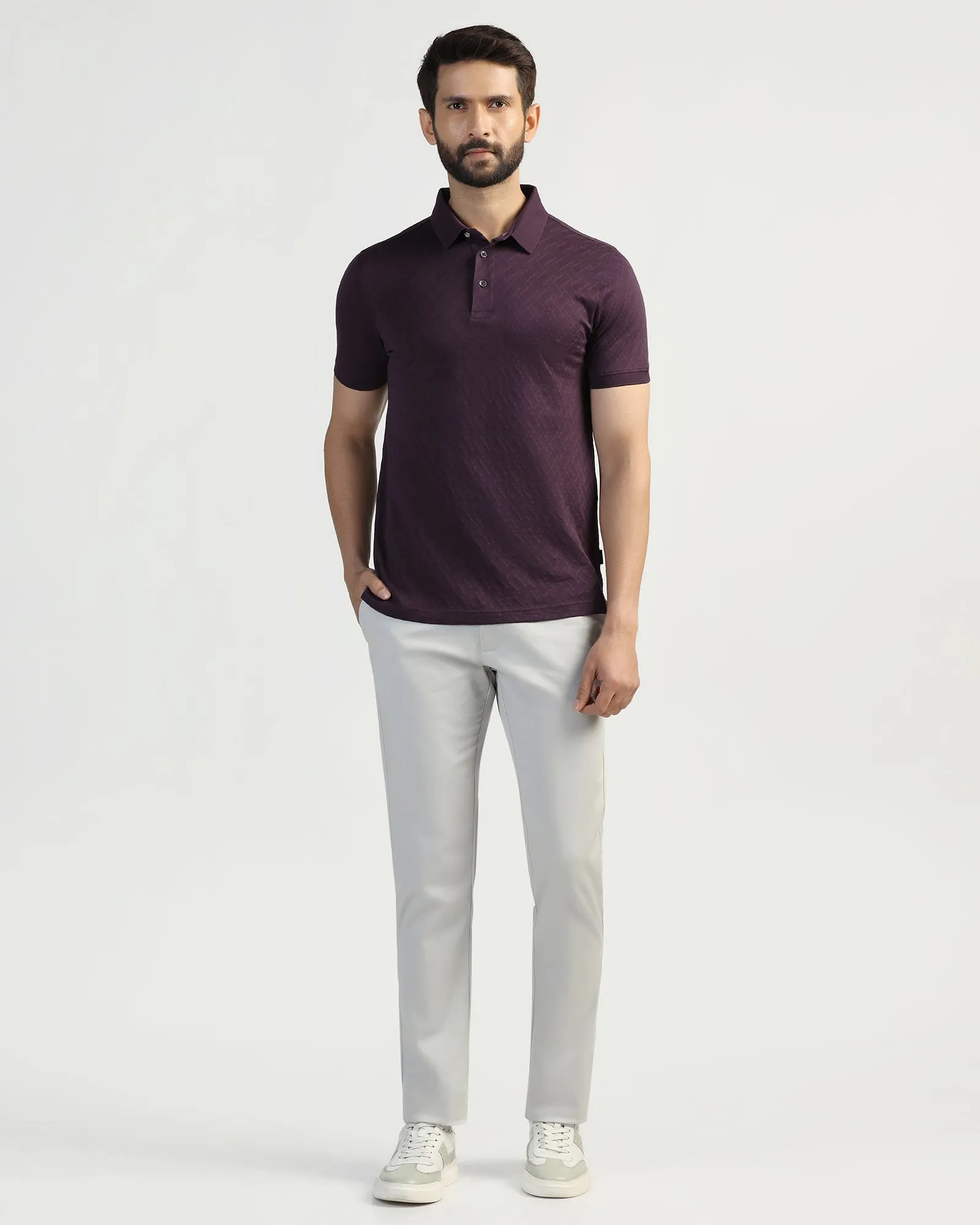 Polo Purple Textured T-Shirt - Blade Trendy Business
