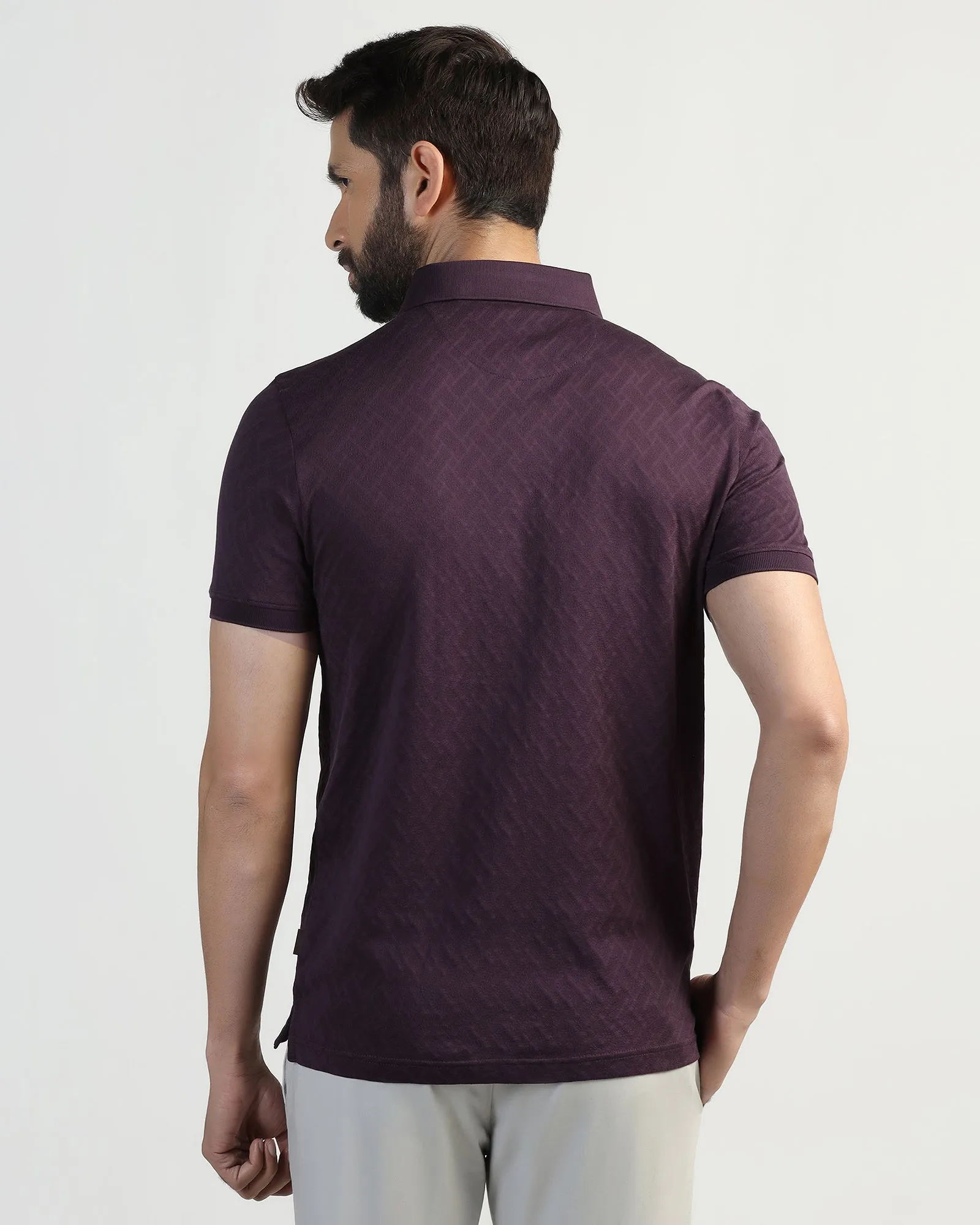 Polo Purple Textured T-Shirt - Blade Simple Comfort SingleJersey Knit