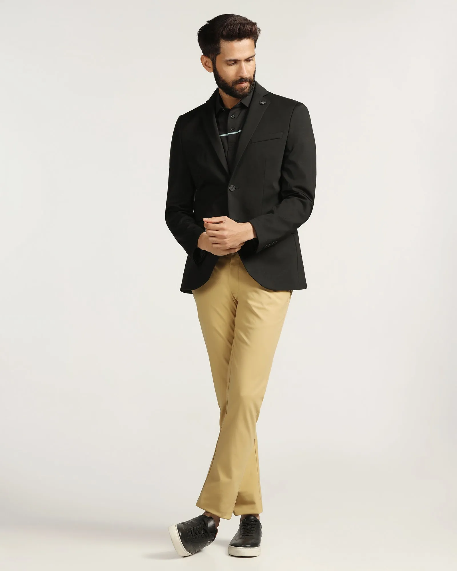 TechPro Formal Black Solid Blazer - Explore Ergonomic Cut HeatRetentionTechnology