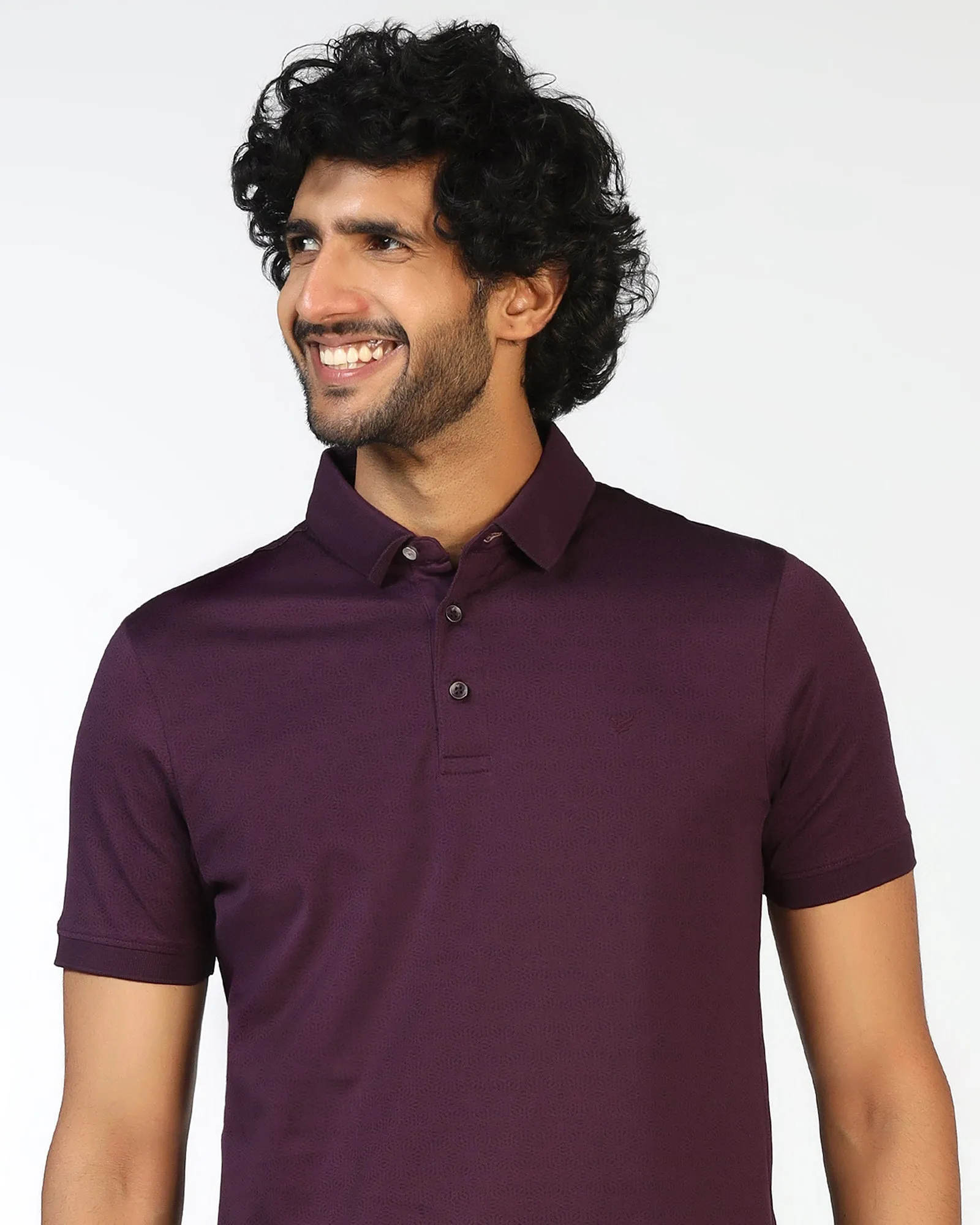 Purple Printed Polo - Peter Stylish Look Relaxed Fit