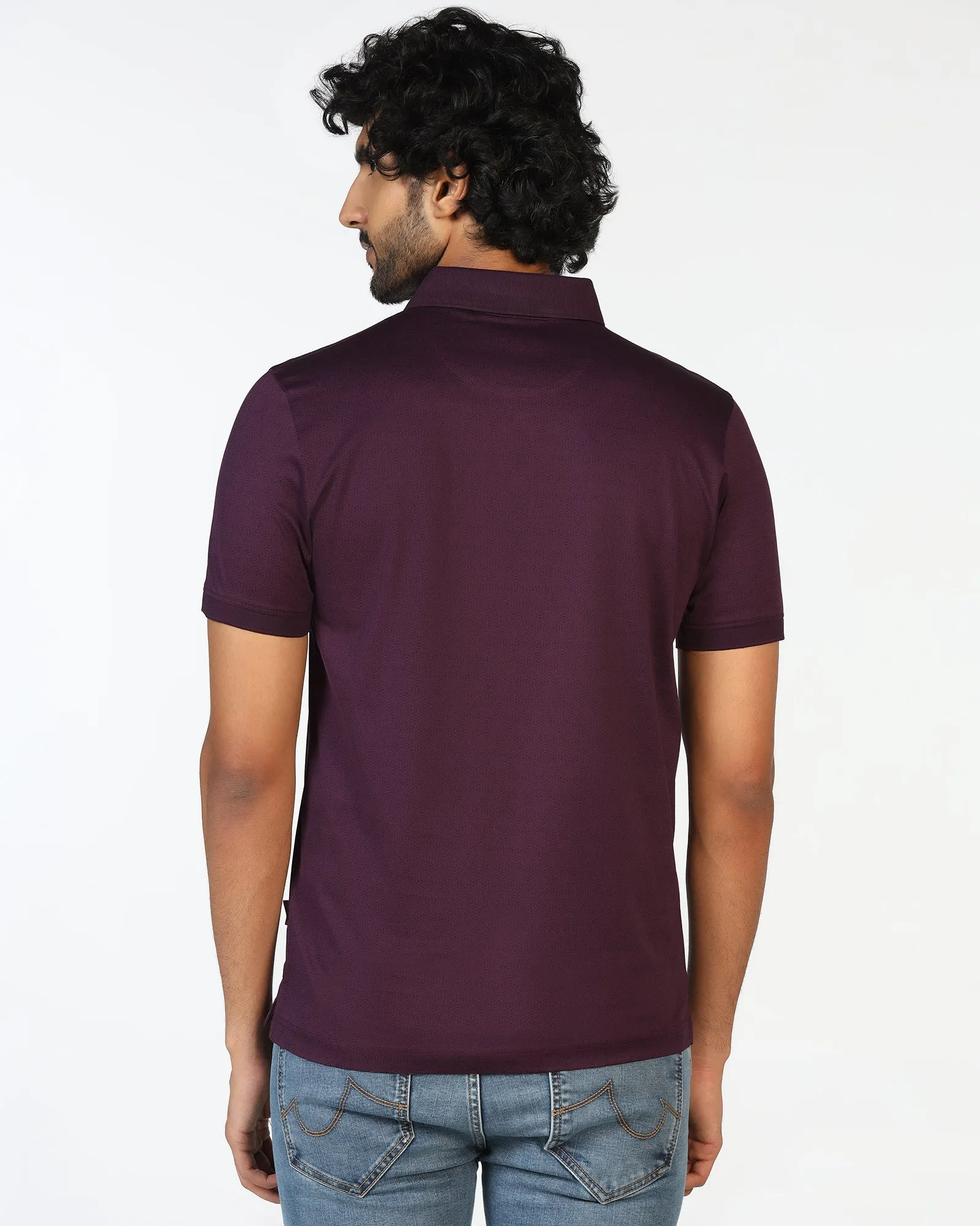 Purple Printed Polo - Peter Light Comfort LowMaintenance Fabric