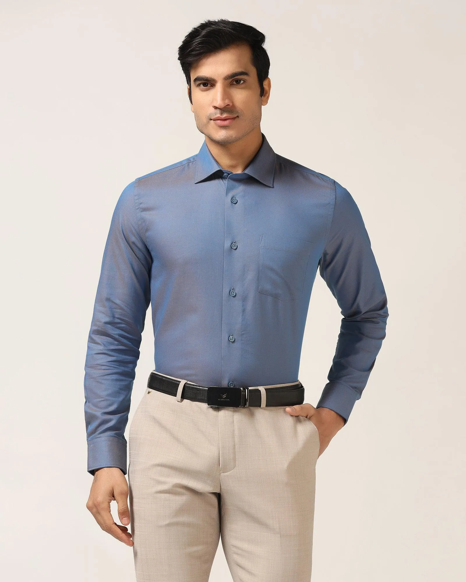 Formal Cobalt Textured Shirt - Brat Nautical Look