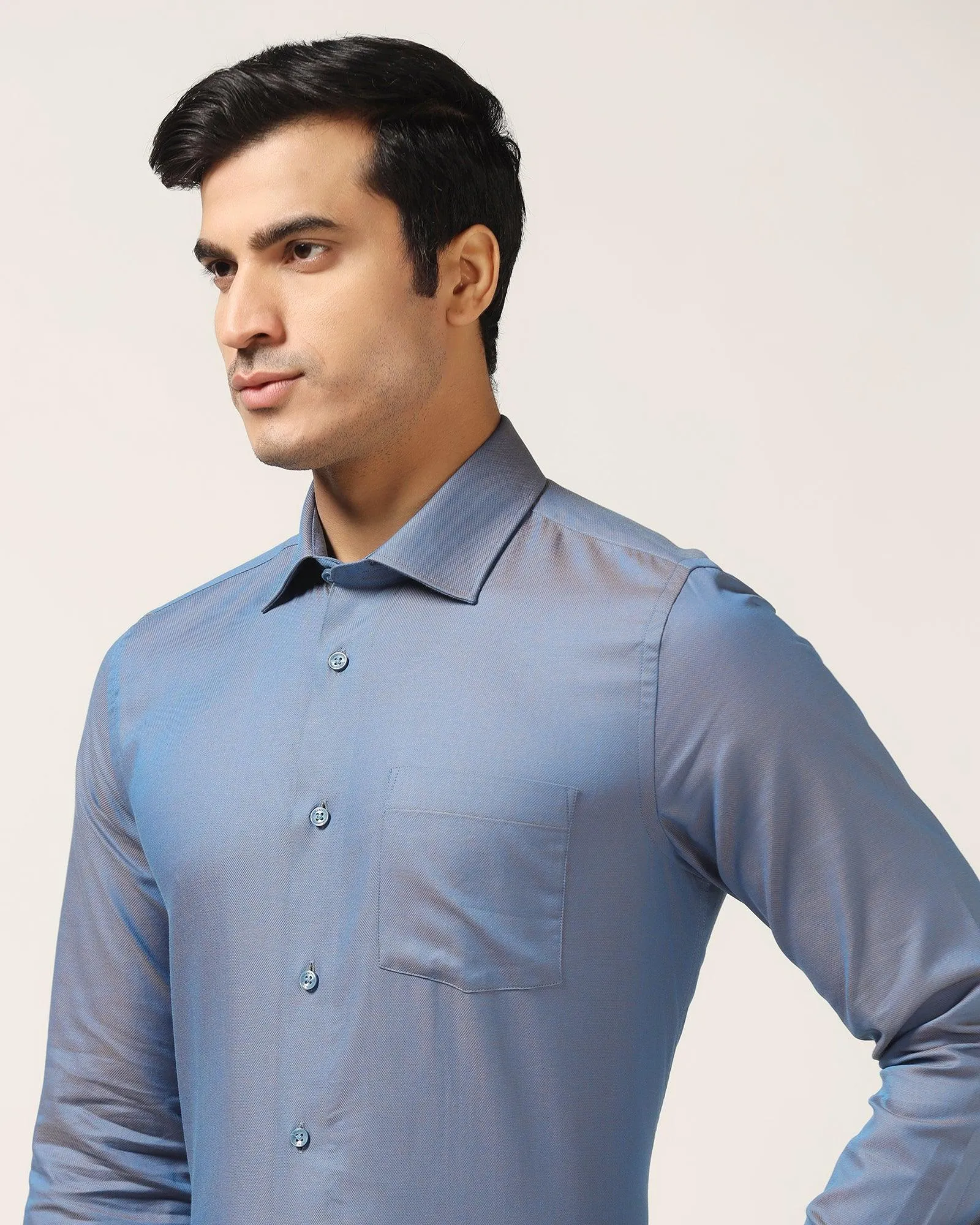 Pastel Shade Graphic Art Formal Cobalt Textured Shirt - Brat