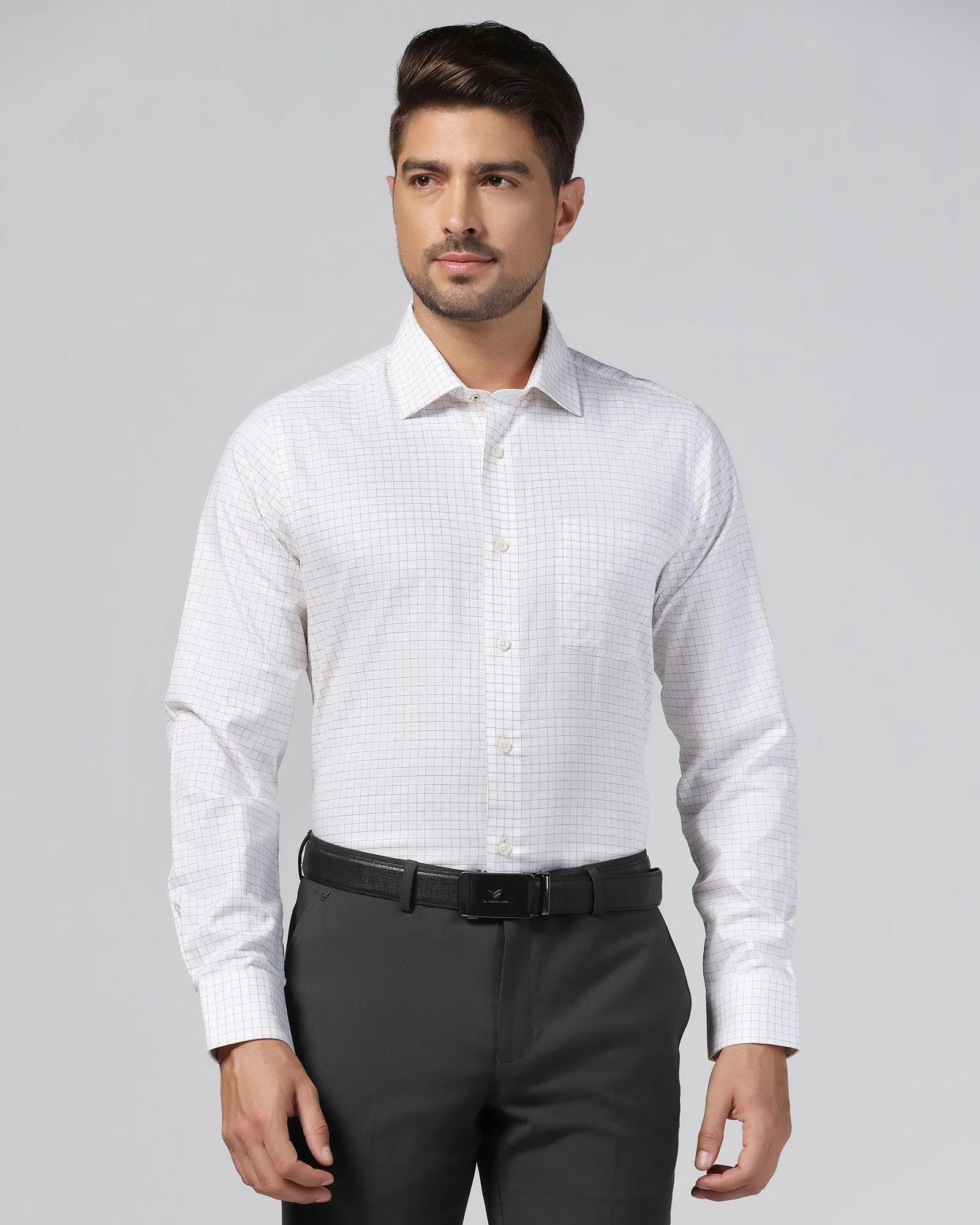 Student Essential Formal White Check Shirt - Watson