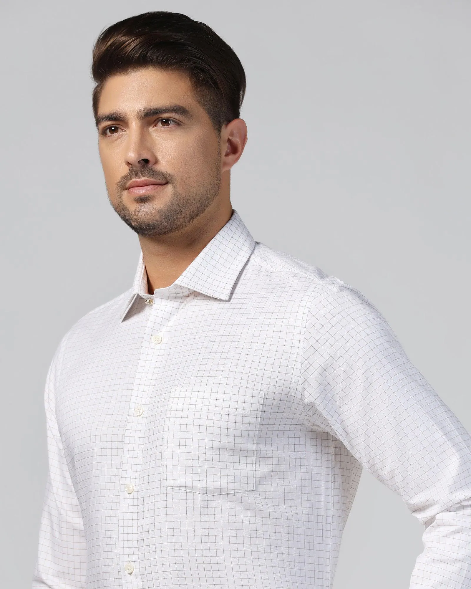 Formal White Check Shirt - Watson Fast Drying Pure Cotton