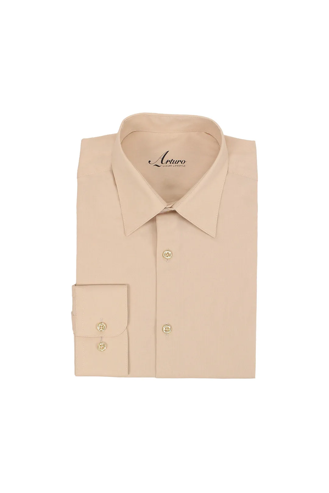 Soft Touch Fabric ARTURO Modern Fit Long Sleeve Champagne Dress Shirt