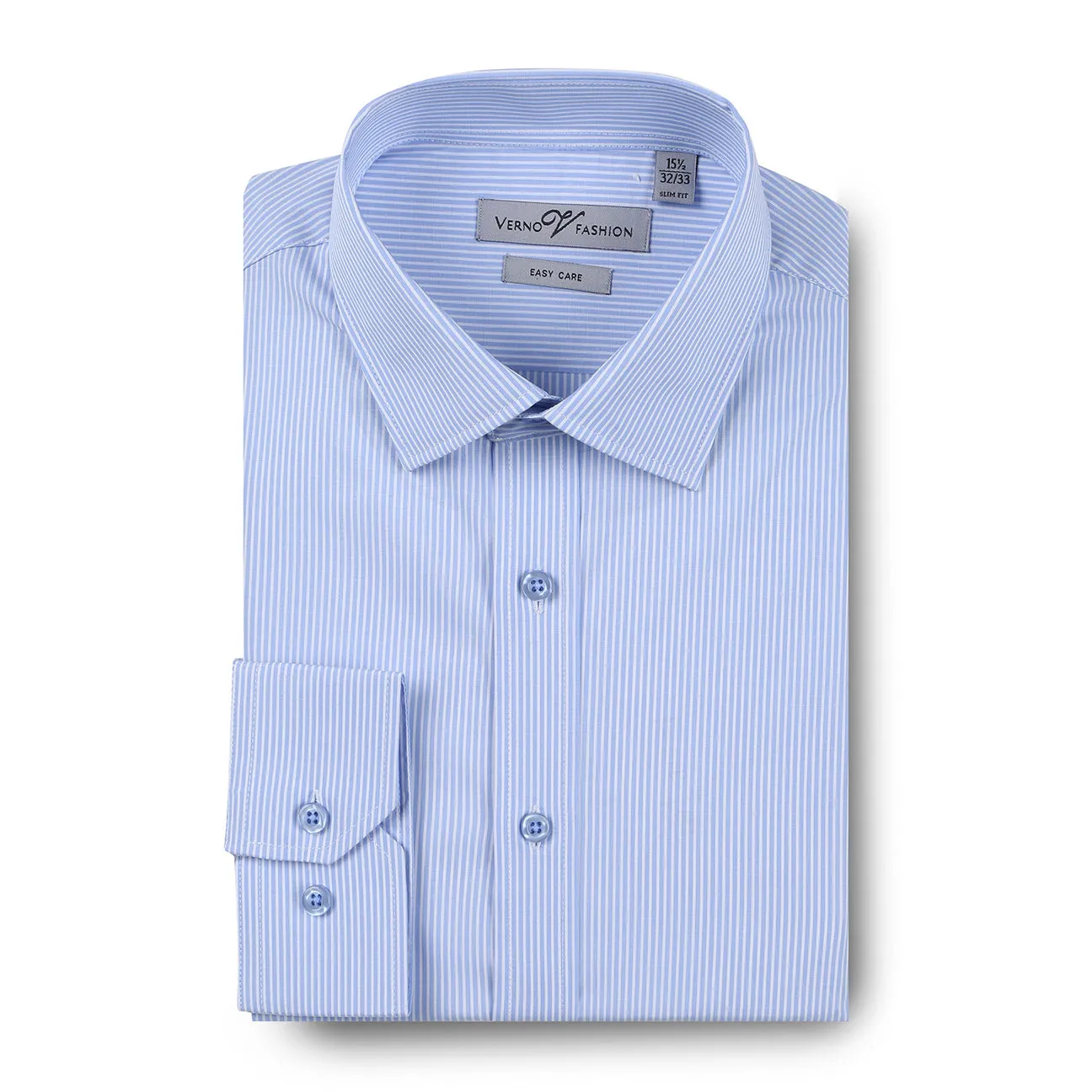VERNO  Light Blue Slim Fit Cotton Easy Care Dress Shirt SS212 Sophisticated Look Flexible Shoulder Construction