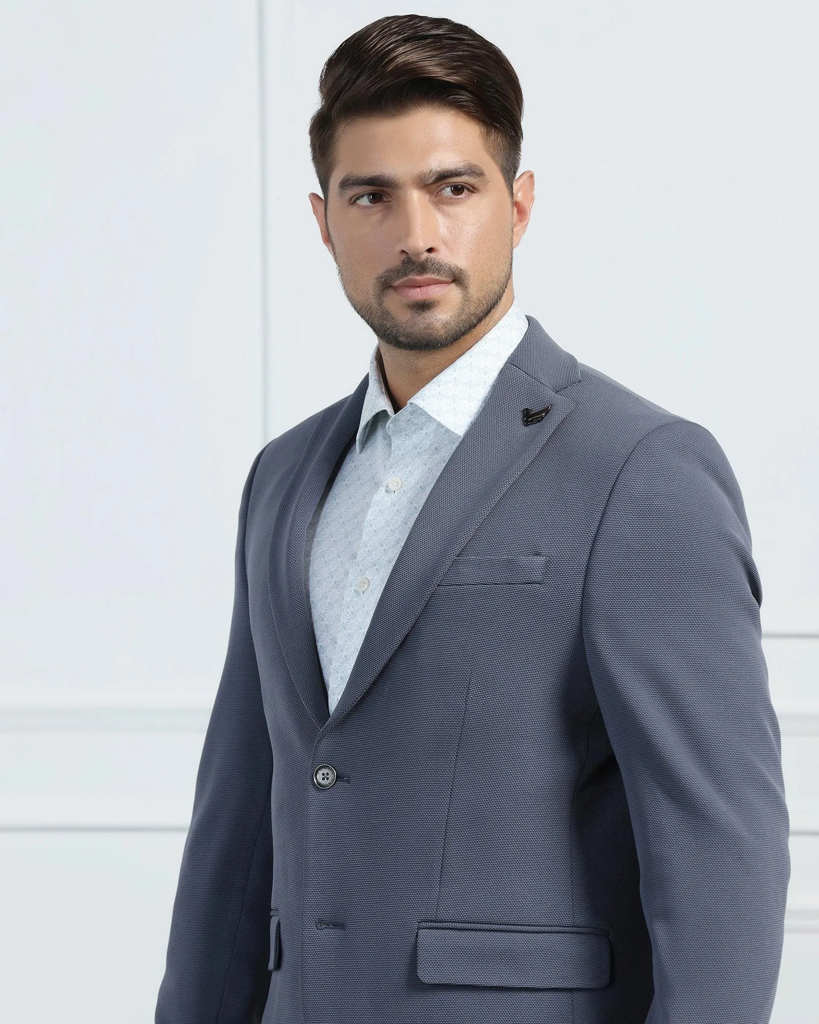 Formal Grey Textured Blazer - Morris Snag Free Fabric