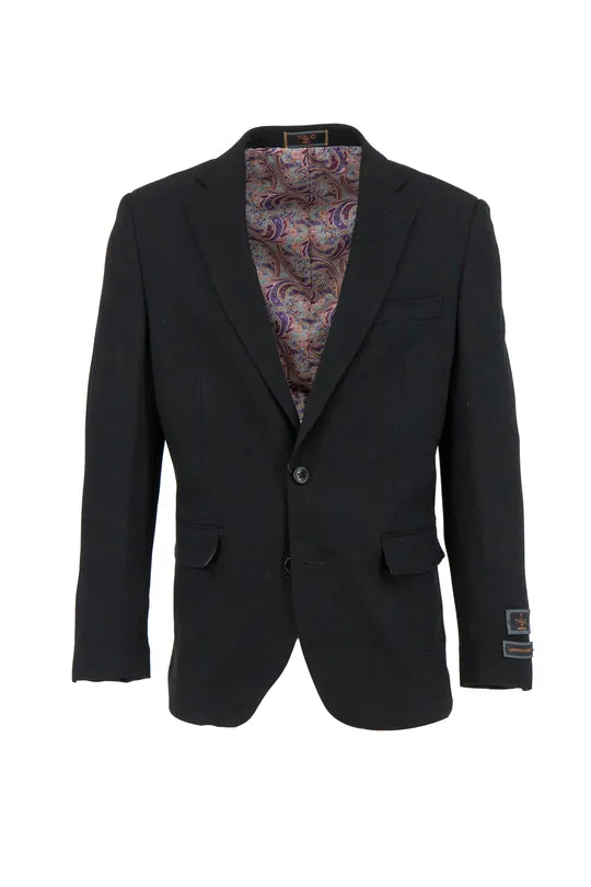 Tiglio Luxe Black Hopsack Dolcetto Modern Fit, Pure Wool Jacket TL10712/41 Thermal Insulation