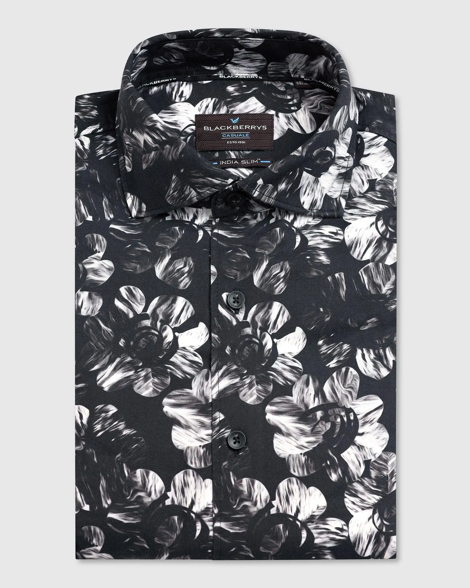 Casual Black Printed Shirt - Emaar Sustainable Weave Soft touch finish