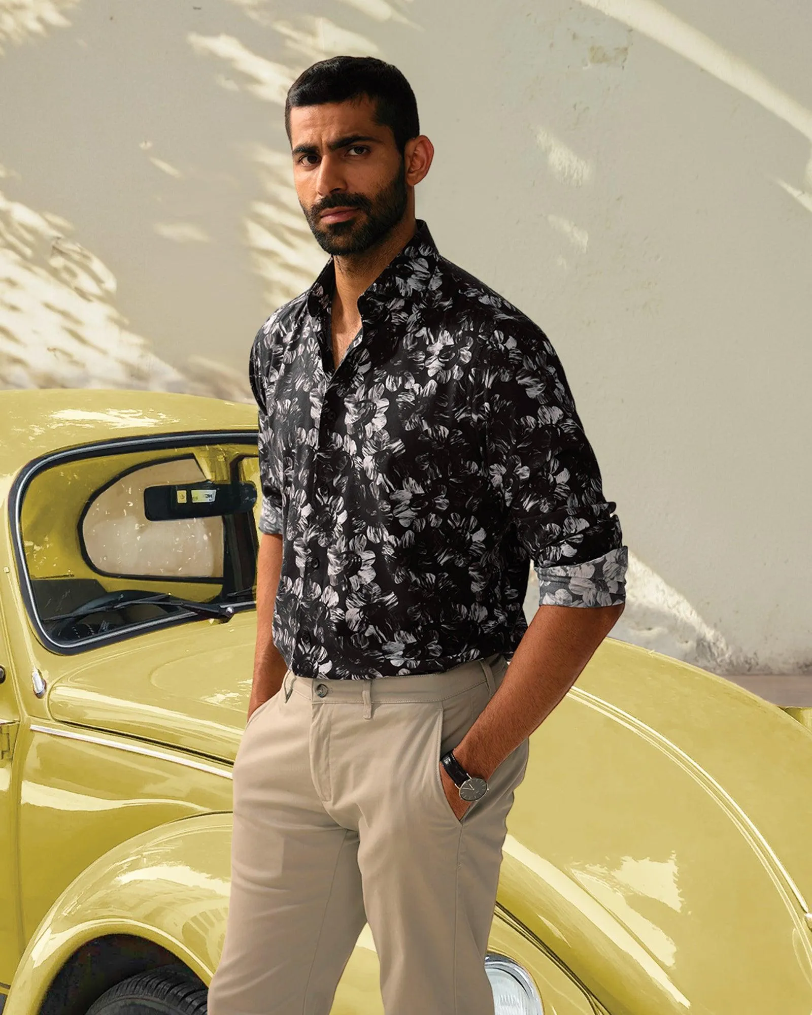 Casual Black Printed Shirt - Emaar holiday season Temperature Regulating
