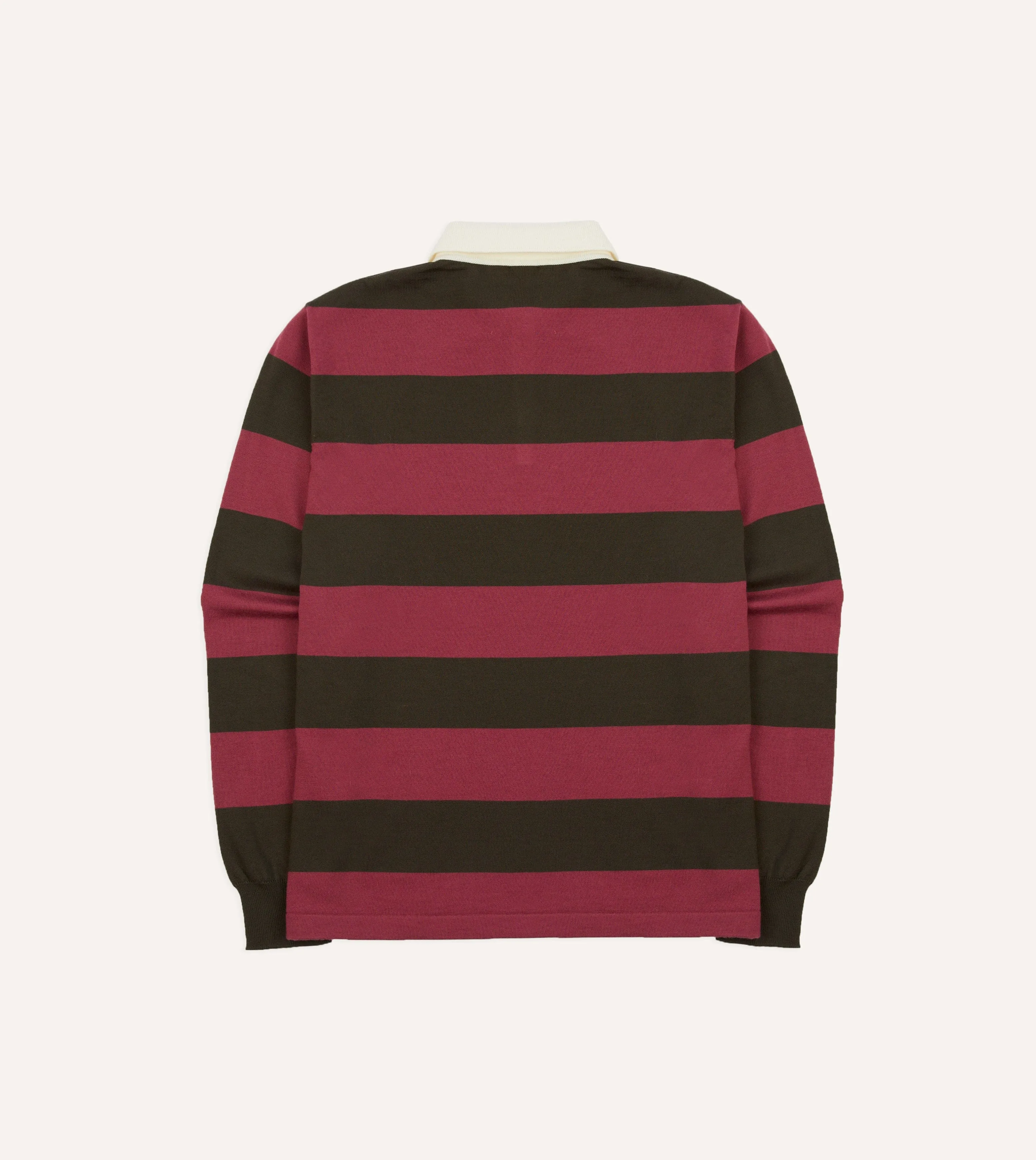 Pink and Olive Block Stripe Knitted Rugby Shirt Athleisure Trend