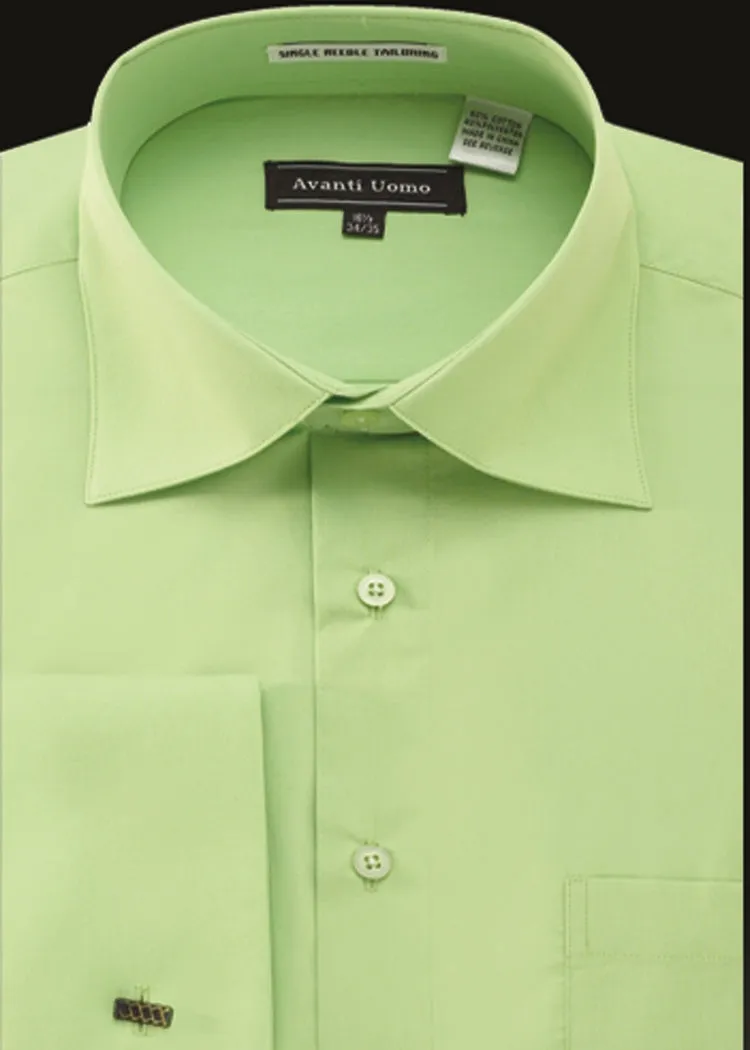 Mountain Escape Durable Stitching Avanti Uomo French Cuff Dress Shirt DN32M Apple Green