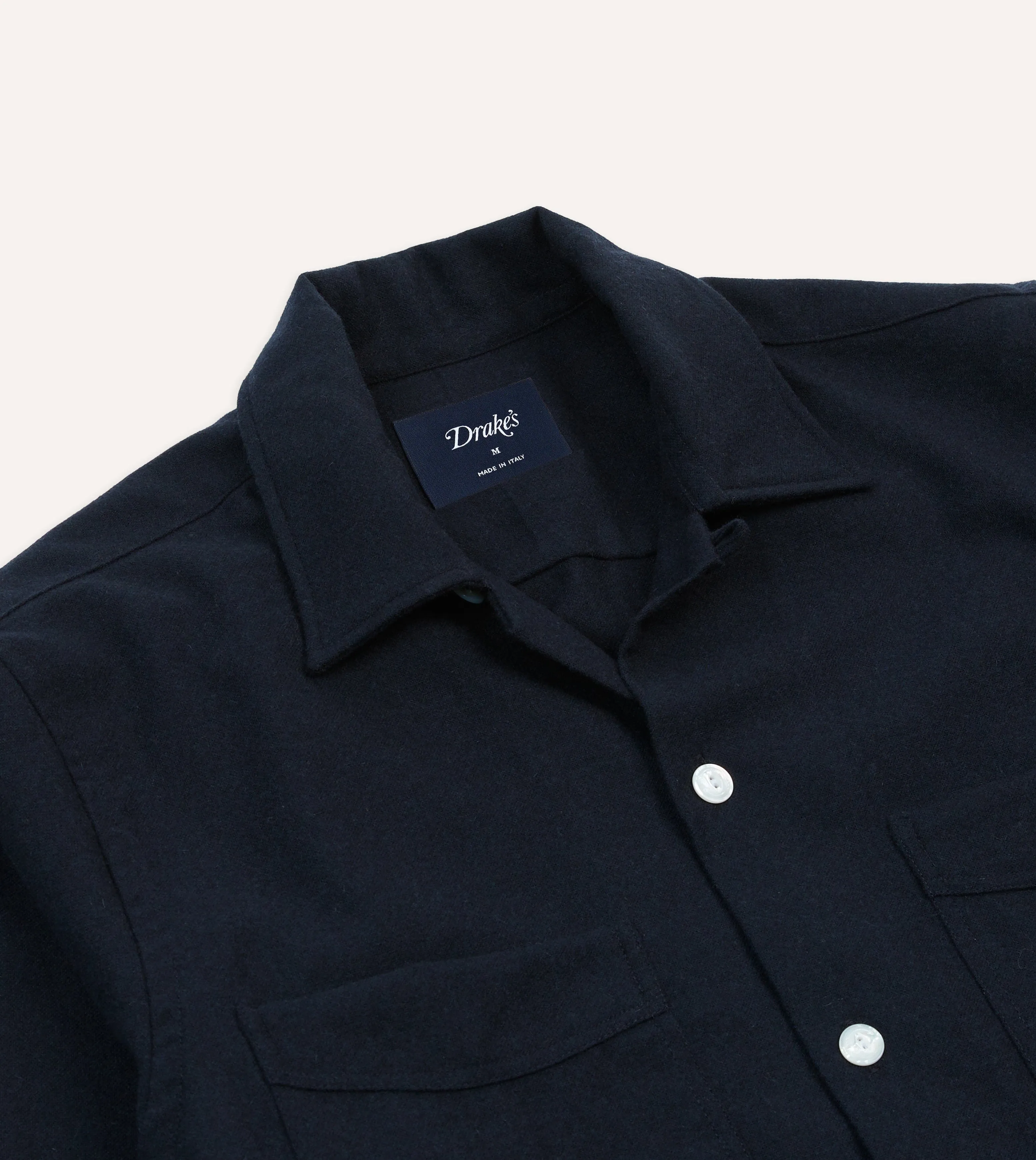 Holiday Special Navy Wool Four-Pocket Camp Collar Work Shirt