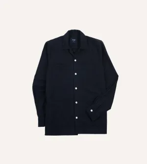 Ethical production Static Dissipating Fiber Navy Wool Four-Pocket Camp Collar Work Shirt