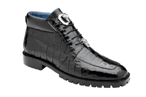 Daily Wear Men's Genuine Caiman Crocodile Shoes in Black-Gallardo