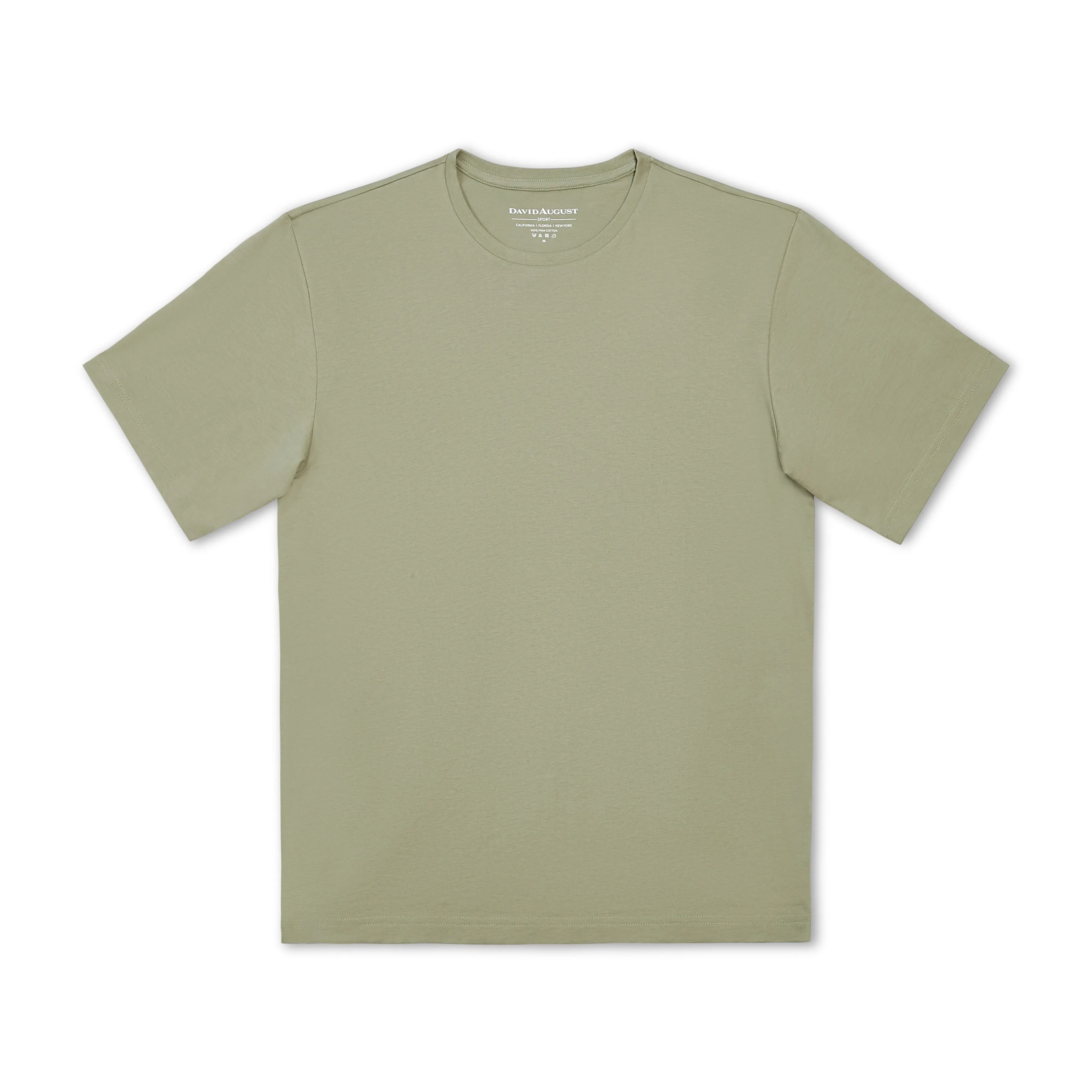 Moon Cool MoistureManagement Technology DAVID AUGUST PIMA COTTON CREW NECK T-SHIRT IN MOSS