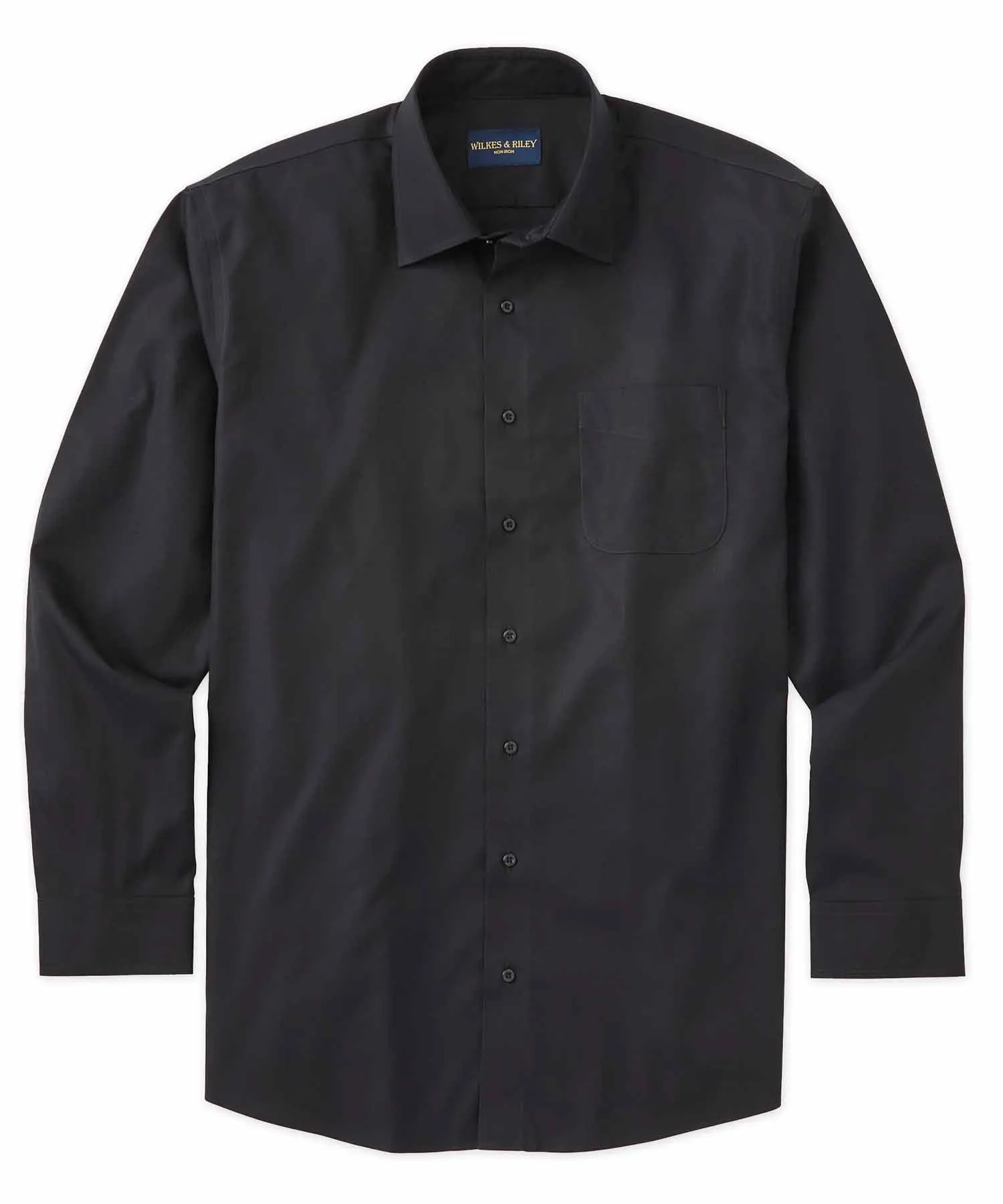 Premium Feel Sleepwear Wilkes & Riley Poplin Spread Collar Dress Shirt in Black