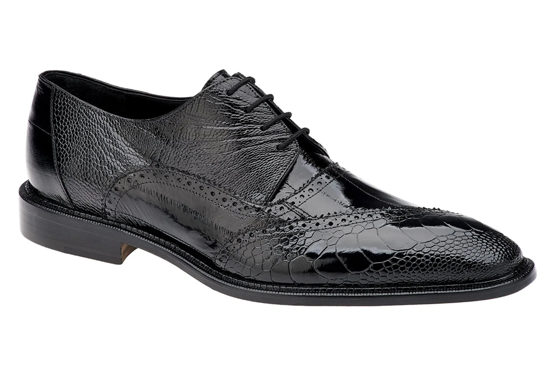 Belvedere - Nino, Genuine Ostrich Leg and Eel Dress Shoe - Black - 0B4 - IN STORE Garden Walk Bold Neon
