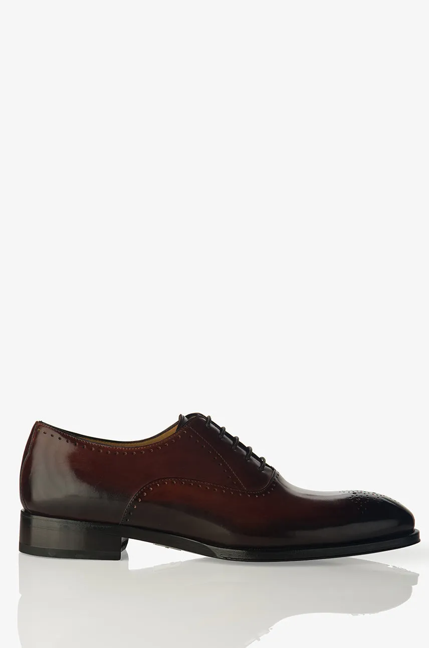 David August Leather Brogue Oxford in Marron Degrede Comfortable Design