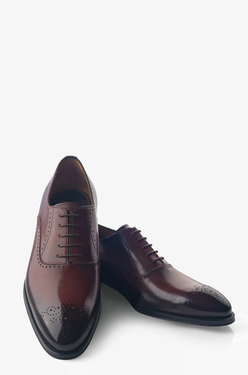Anti Fatigue Technology Adjustable Straps David August Leather Brogue Oxford in Marron Degrede