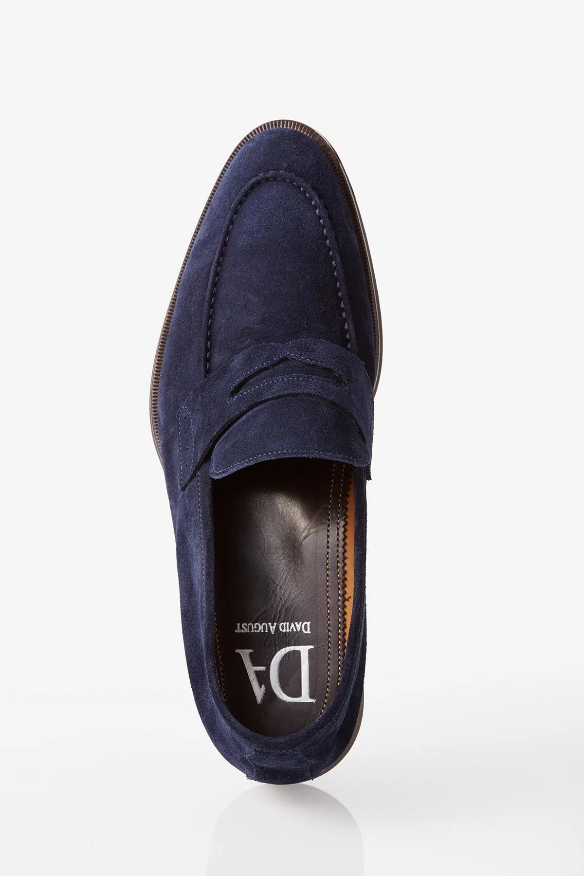 David August Suede Penny Loafer in Cosmos Blue Retro Core