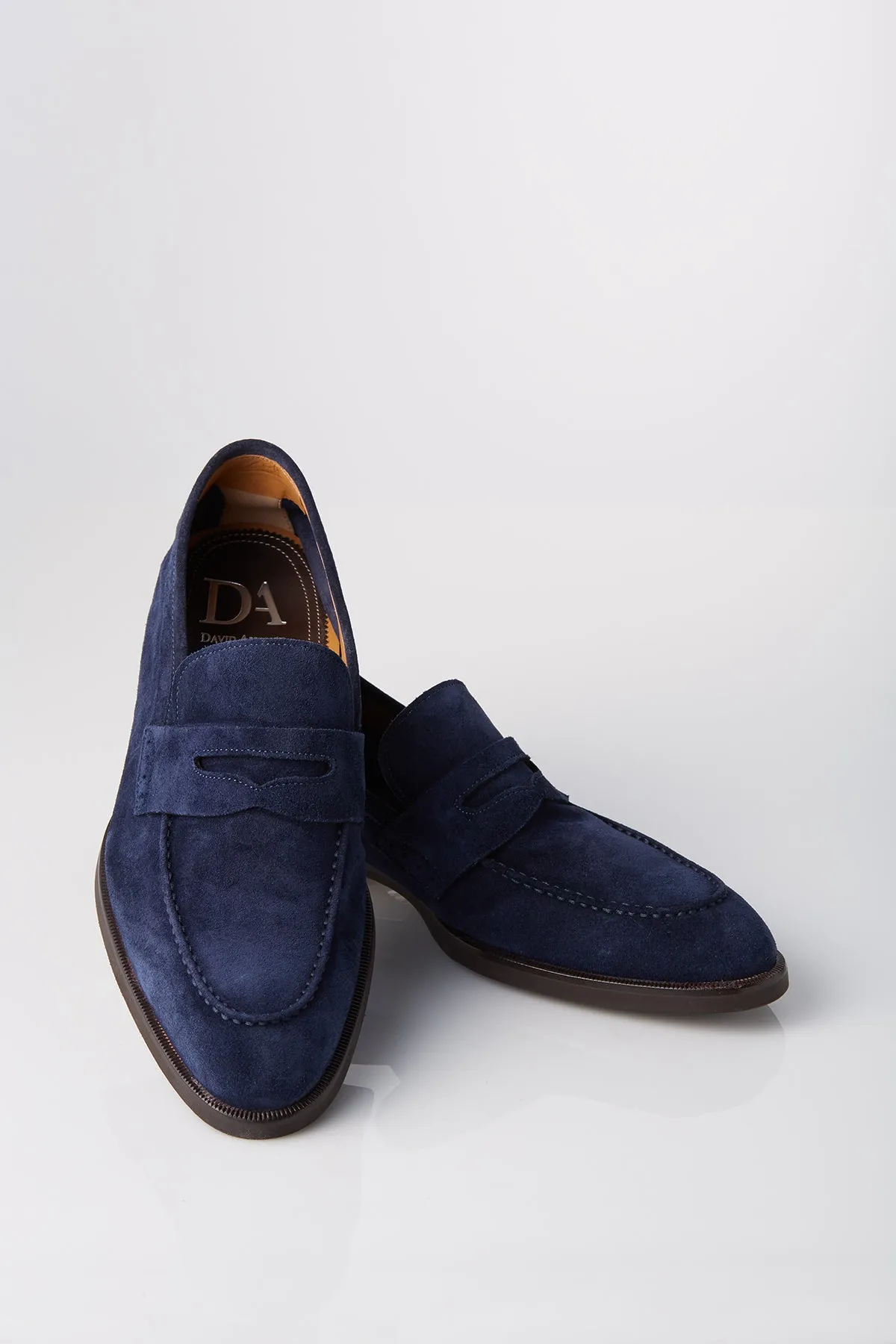 David August Suede Penny Loafer in Cosmos Blue New York