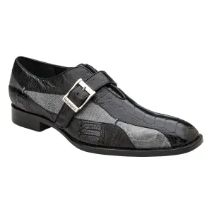 Belvedere Marte Monk Strap Shoes in Black & Grey Clean Step