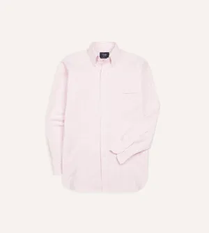 Pale Pink Ticking Stripe Cotton Oxford Cloth Button-Down Shirt Flatlock stitching Layered Look