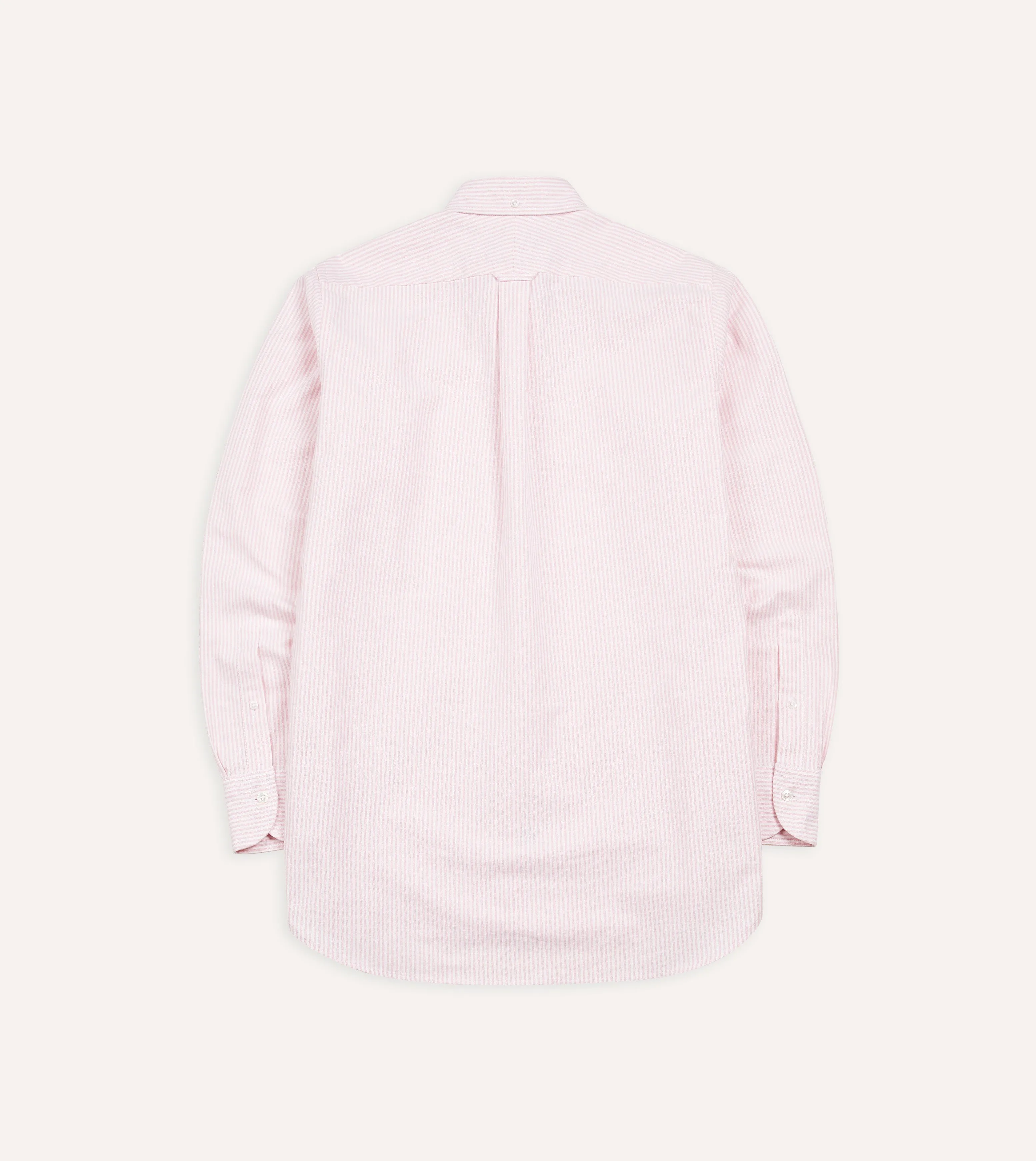 Pale Pink Ticking Stripe Cotton Oxford Cloth Button-Down Shirt Polished Look Lightweight Layer