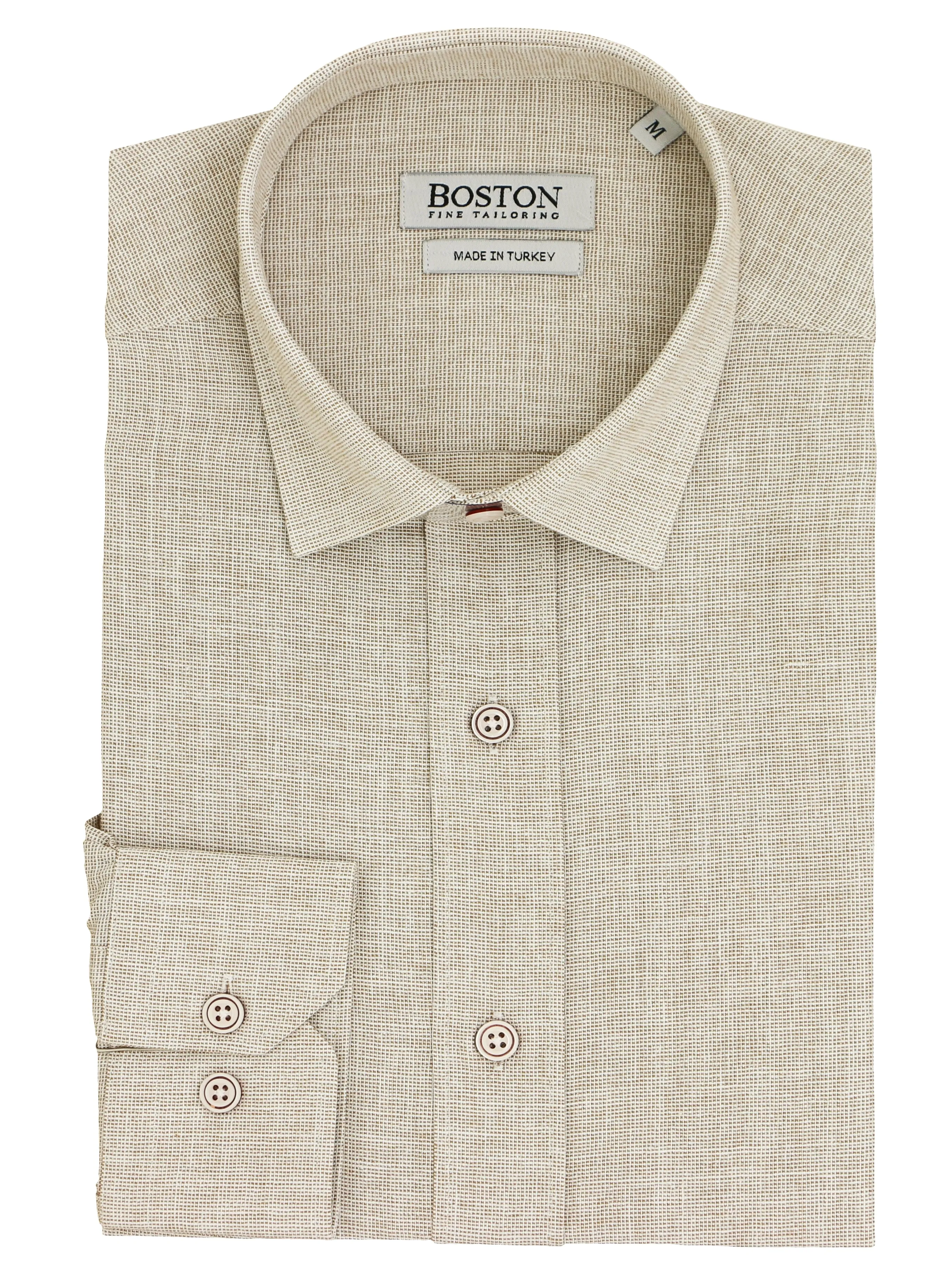 Sel Beige Casual Shirt Anti Static Finish Sustainable Material