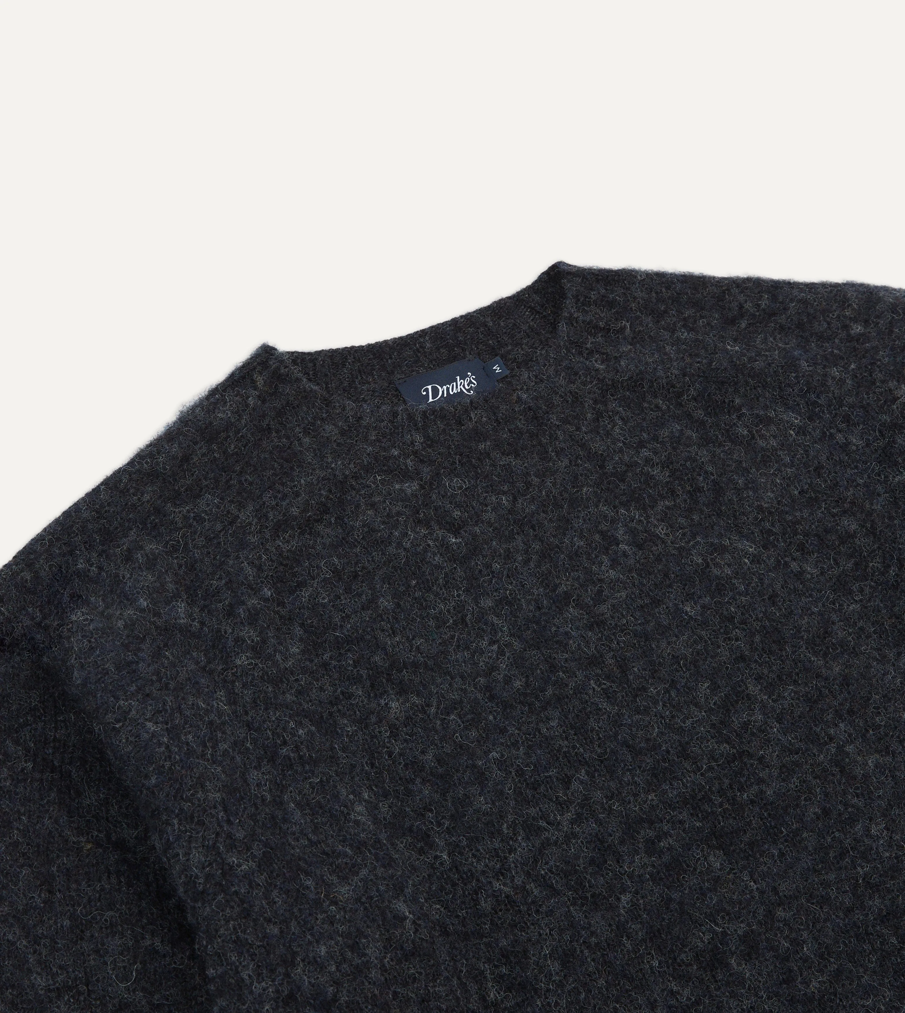 quick dry Dark Grey Brushed Shetland Crew Neck Jumper