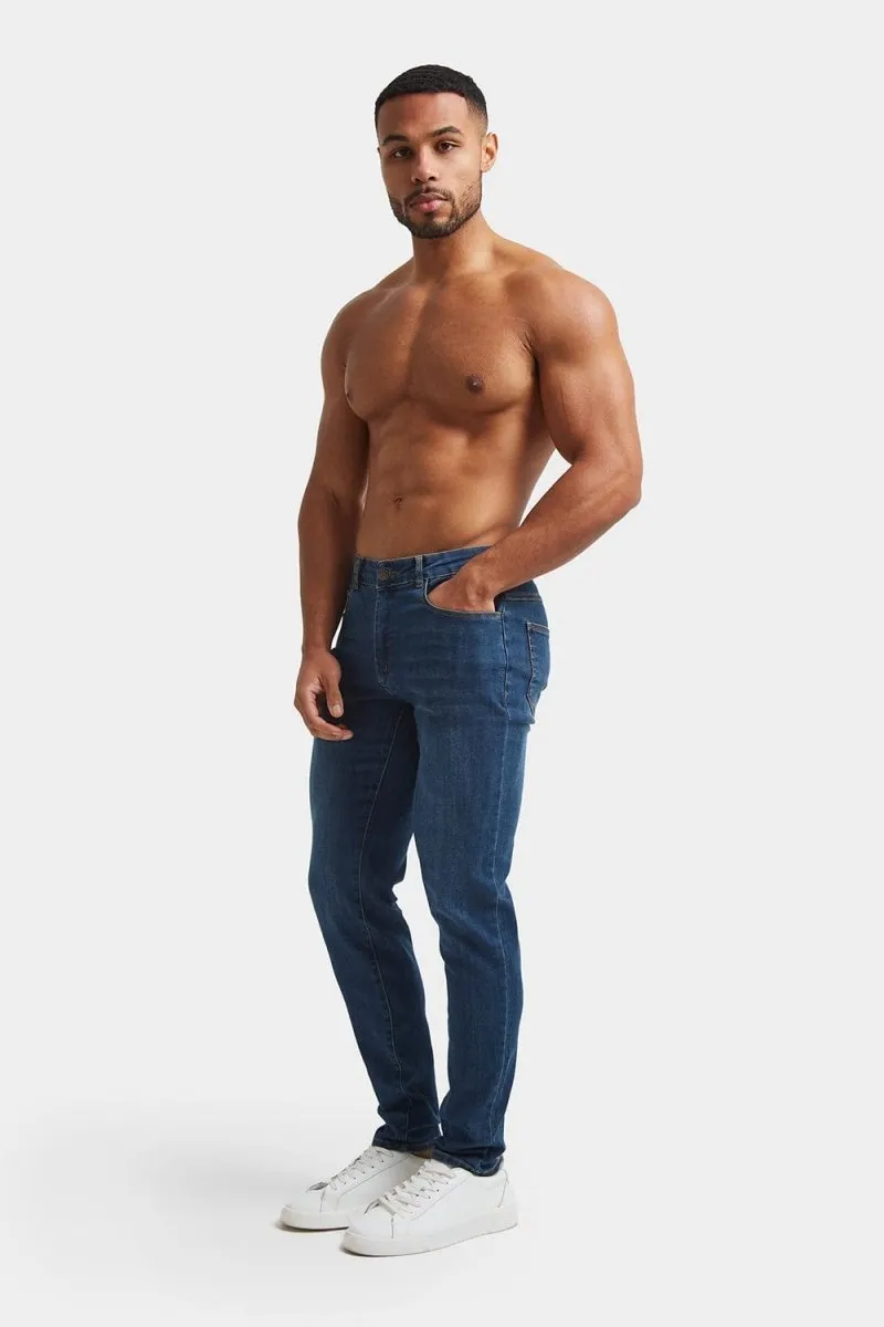 Athletic Fit Jeans in Dark Blue Comfortable Choice