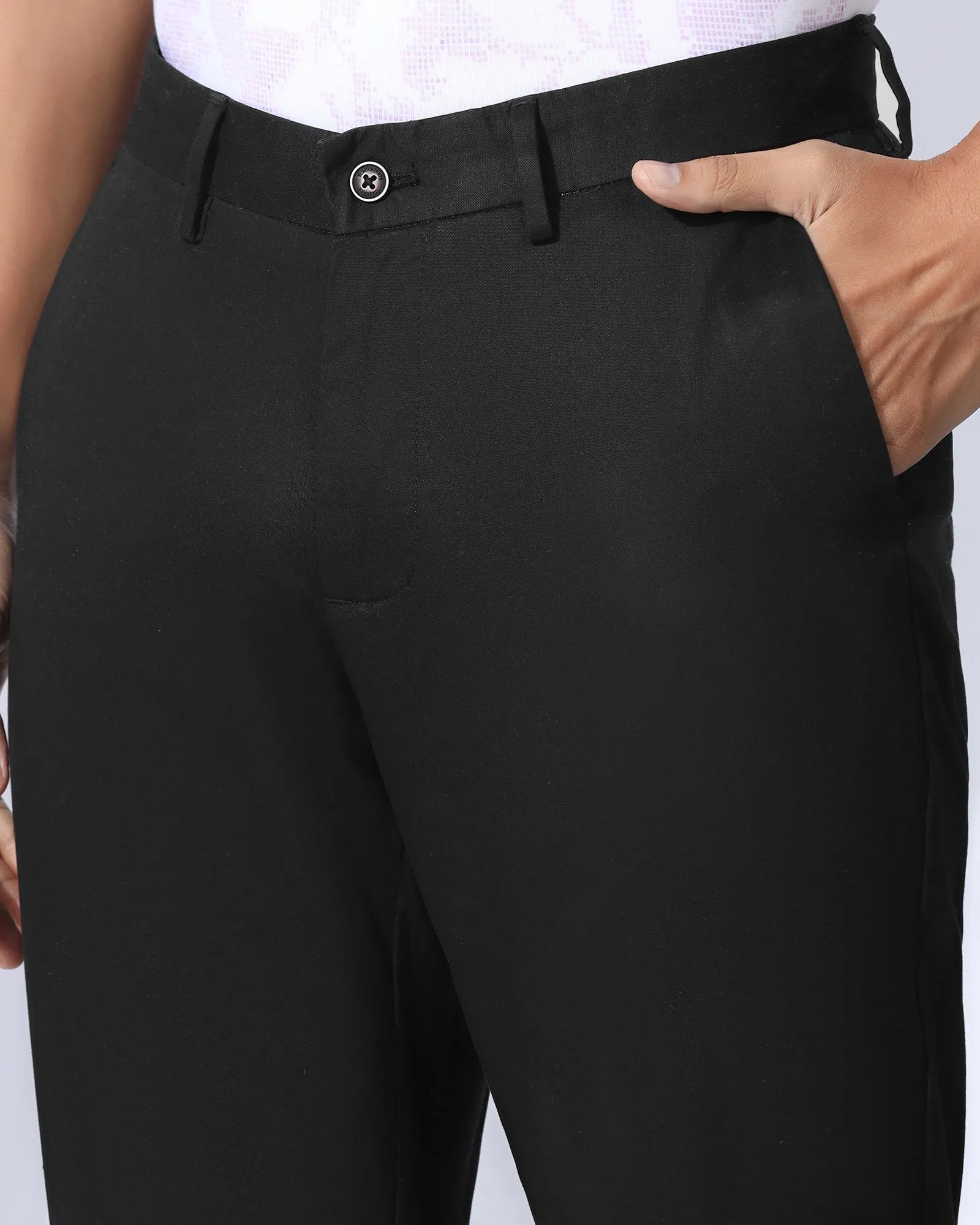 Windproof coating Flattering Fit Wear Straight B-90 Casual Black Solid Khakis - Martin