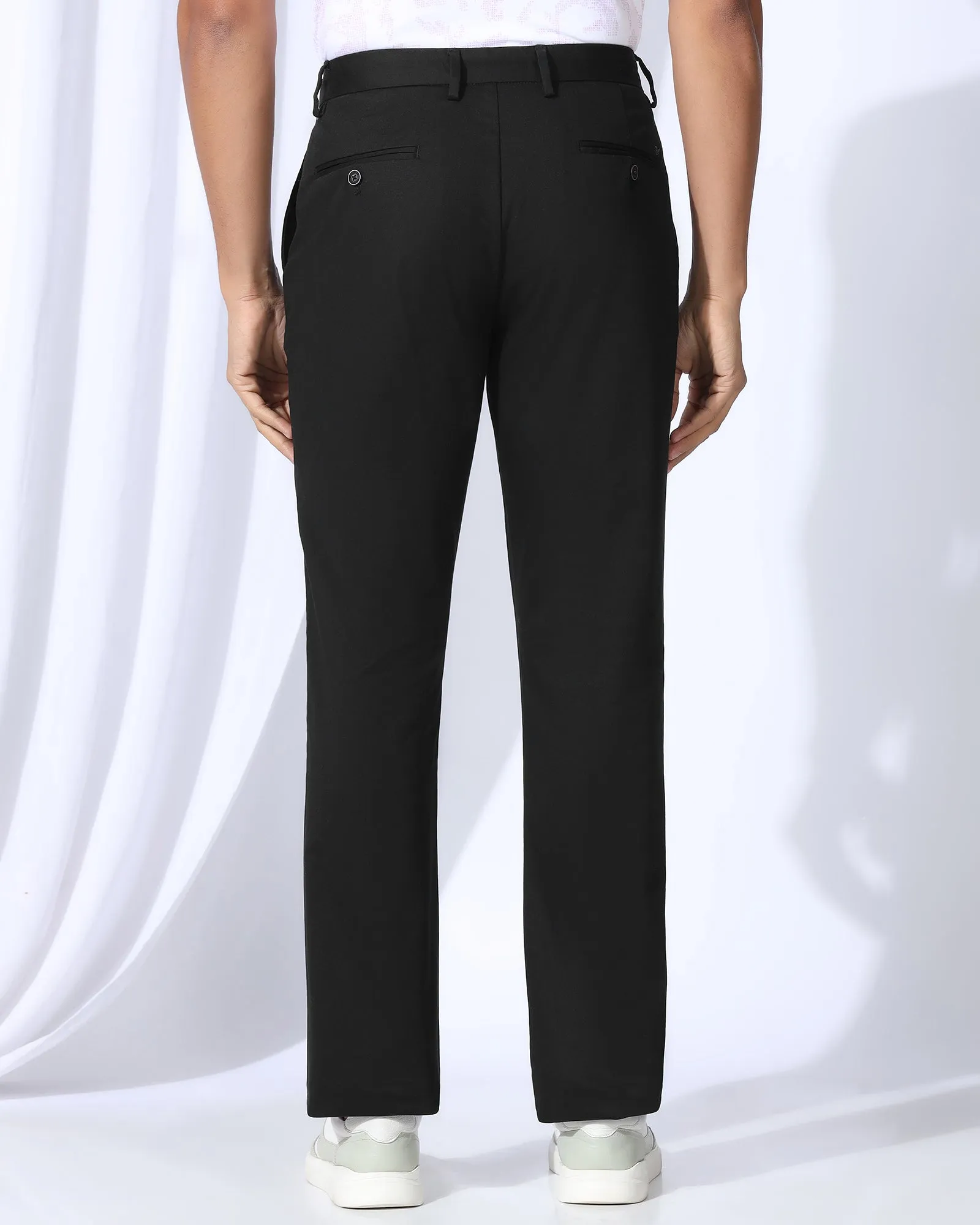 Movement Comfort Straight B-90 Casual Black Solid Khakis - Martin