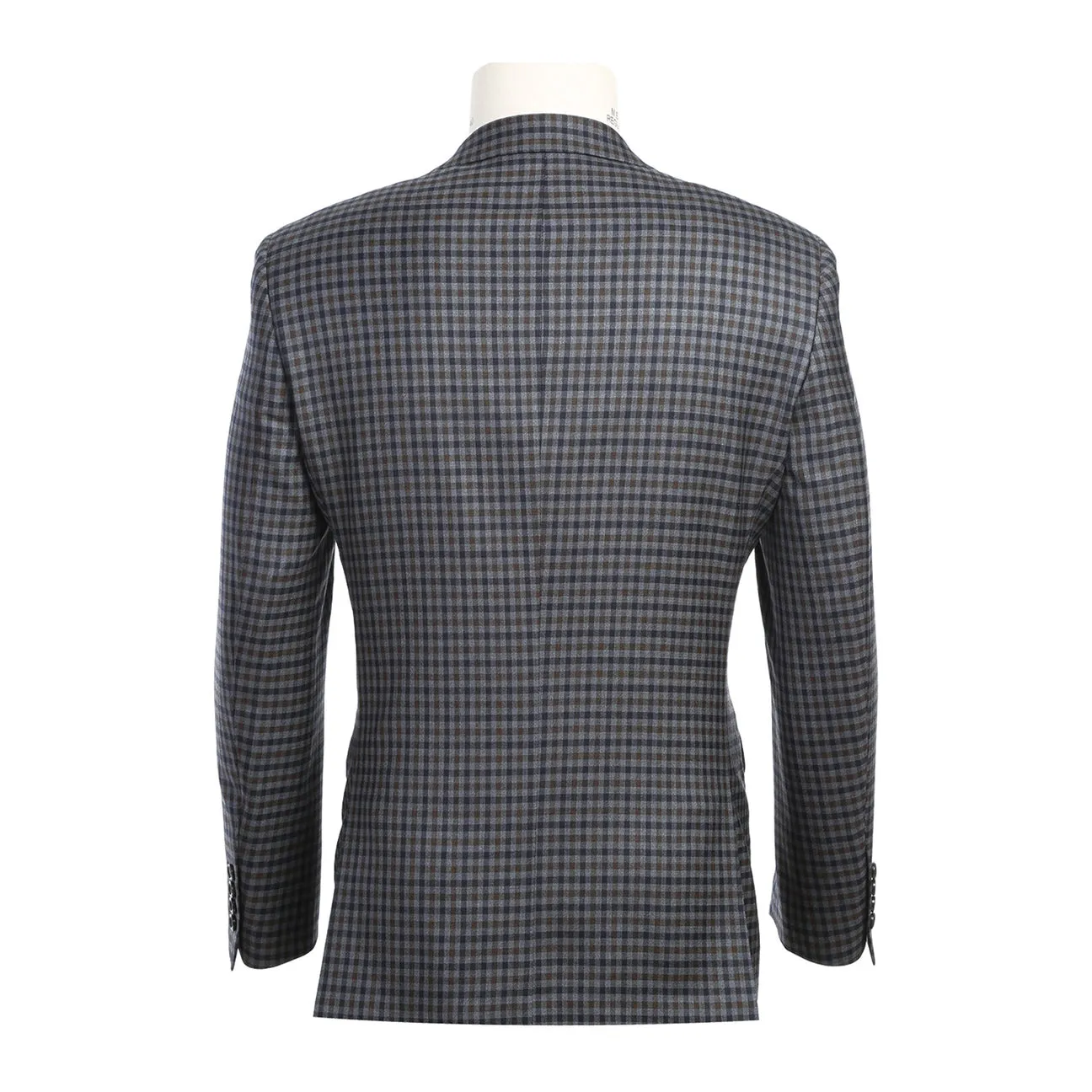 ElasticWaistband Alessandro Vitello by Renoir New Slim Fit Wool Checked Gray Blazer 563-10