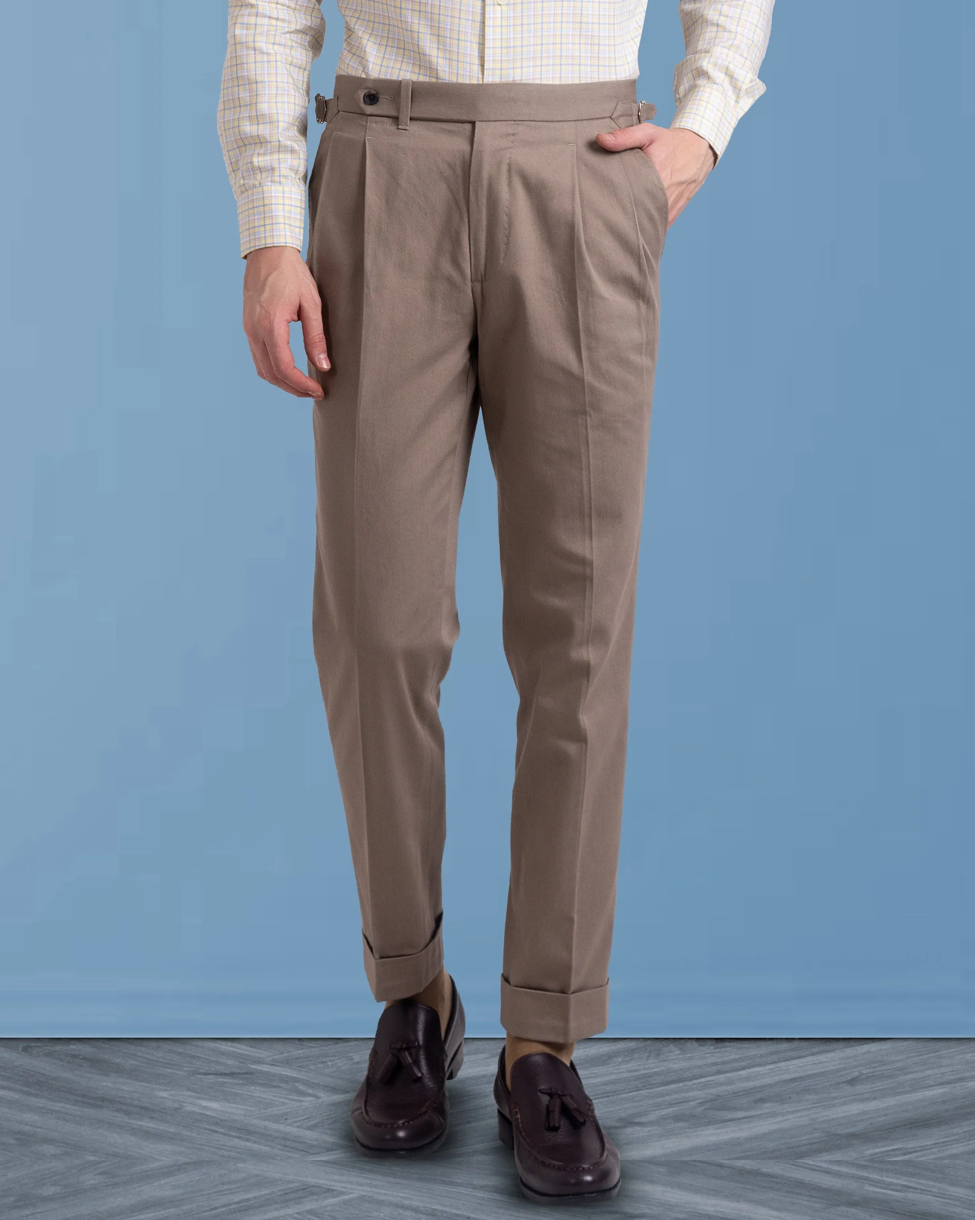 Pleated Sondrio Drab Twill Pant SeamlessPocketDesign