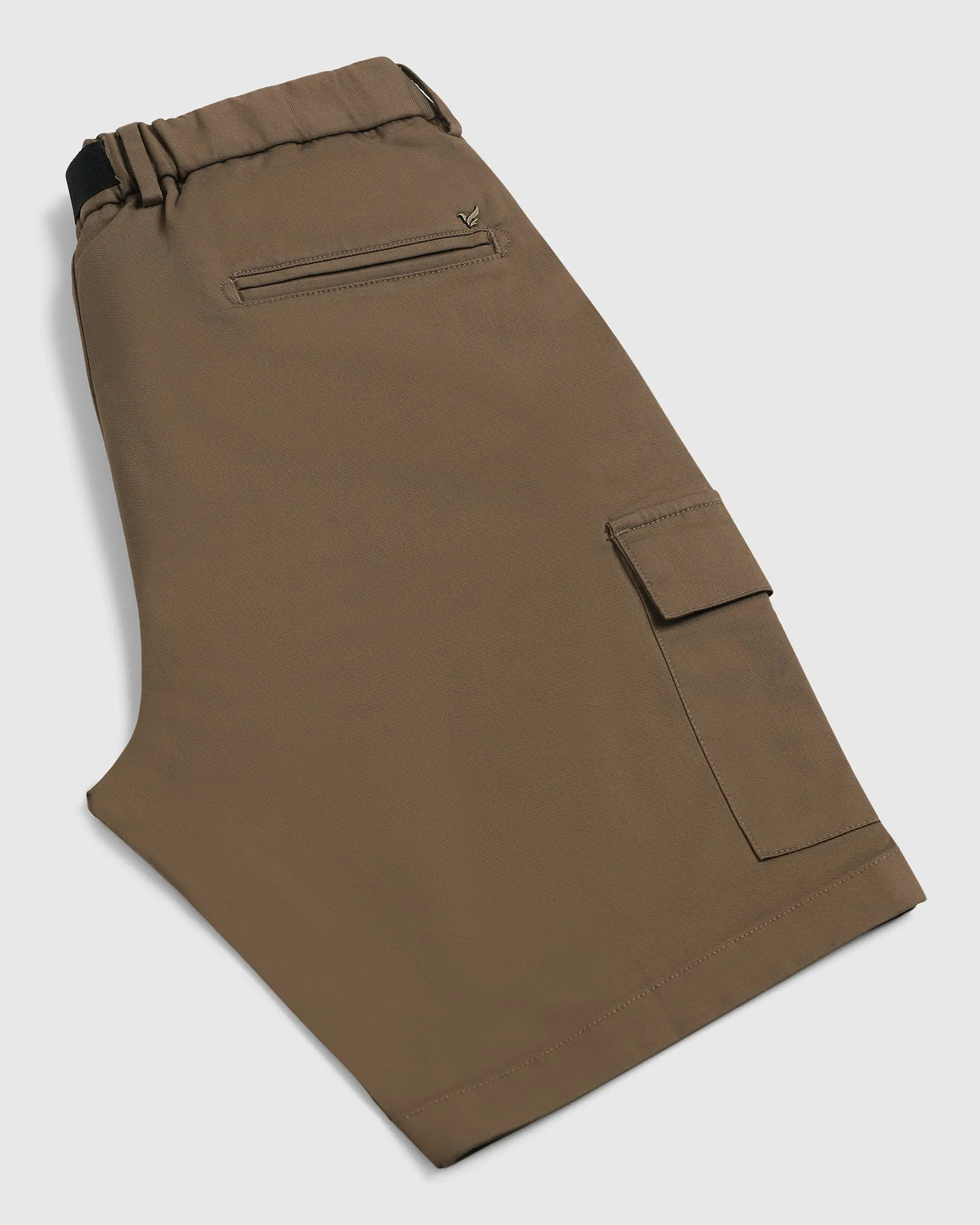Seamless construction ribbed texture Casual Brown Solid Shorts - Vik