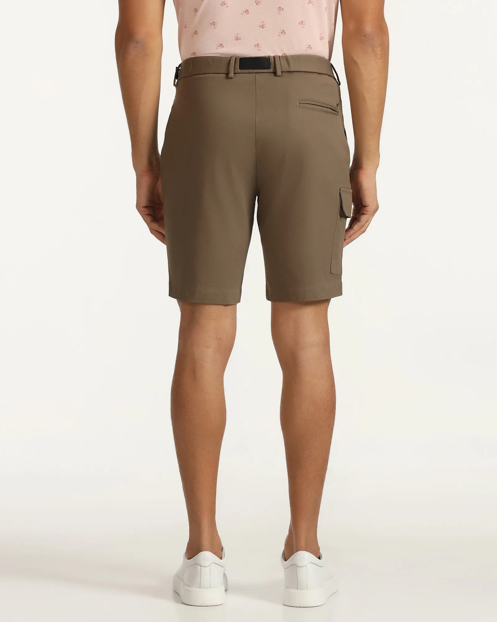 Casual Brown Solid Shorts - Vik Flexible Cut RollUpFasten
