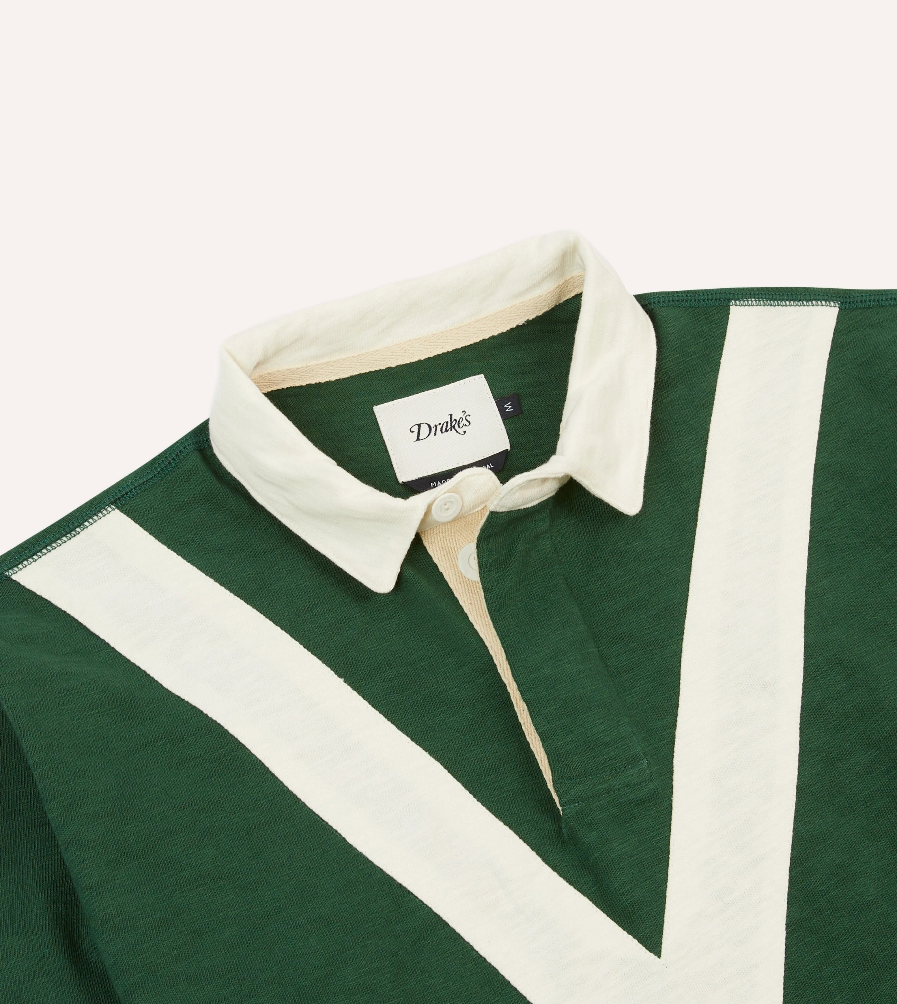 Green and Ecru Chevron Flam?? Cotton Rugby Shirt Everyday Essential Bold colors