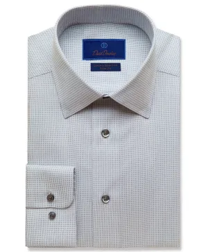 David Donahue Trim Fit Non-Iron Dress Shirt in White/Grey Stripe ethical fashion