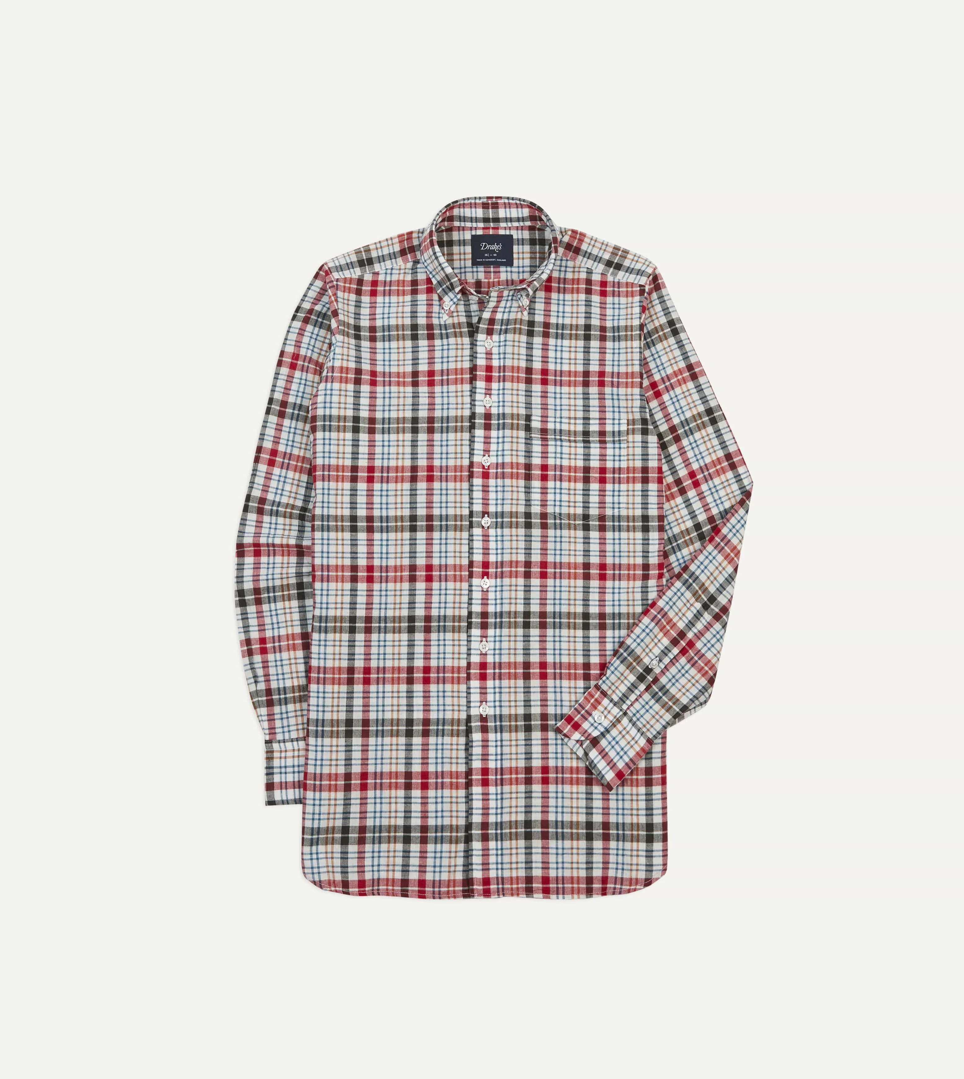 Durable Quality Youth fashion Red and Black Madras Check Cotton Button-Down Shirt