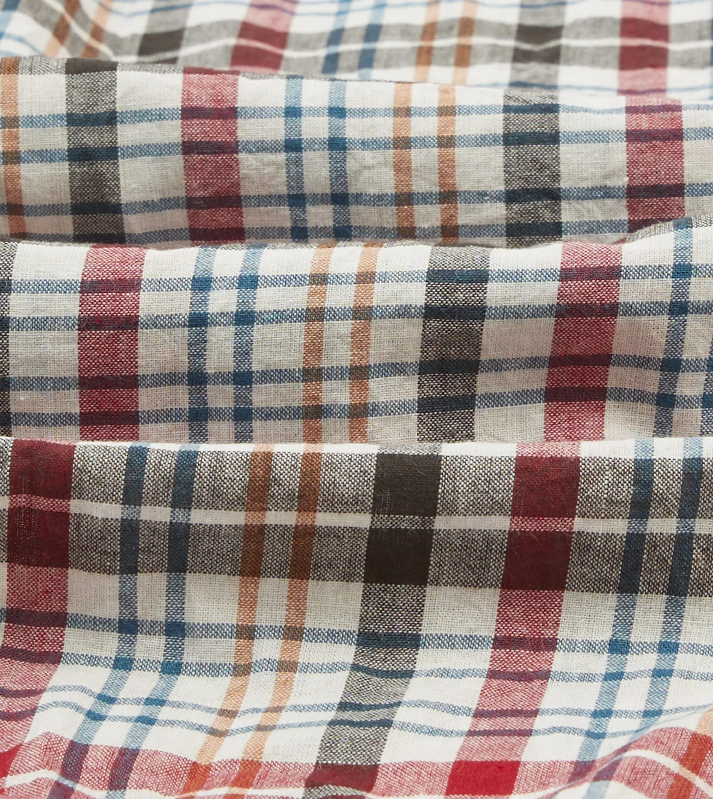 Split hem Reinforced Shoulders Red and Black Madras Check Cotton Button-Down Shirt