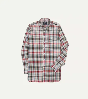 Durable Quality Youth fashion Red and Black Madras Check Cotton Button-Down Shirt
