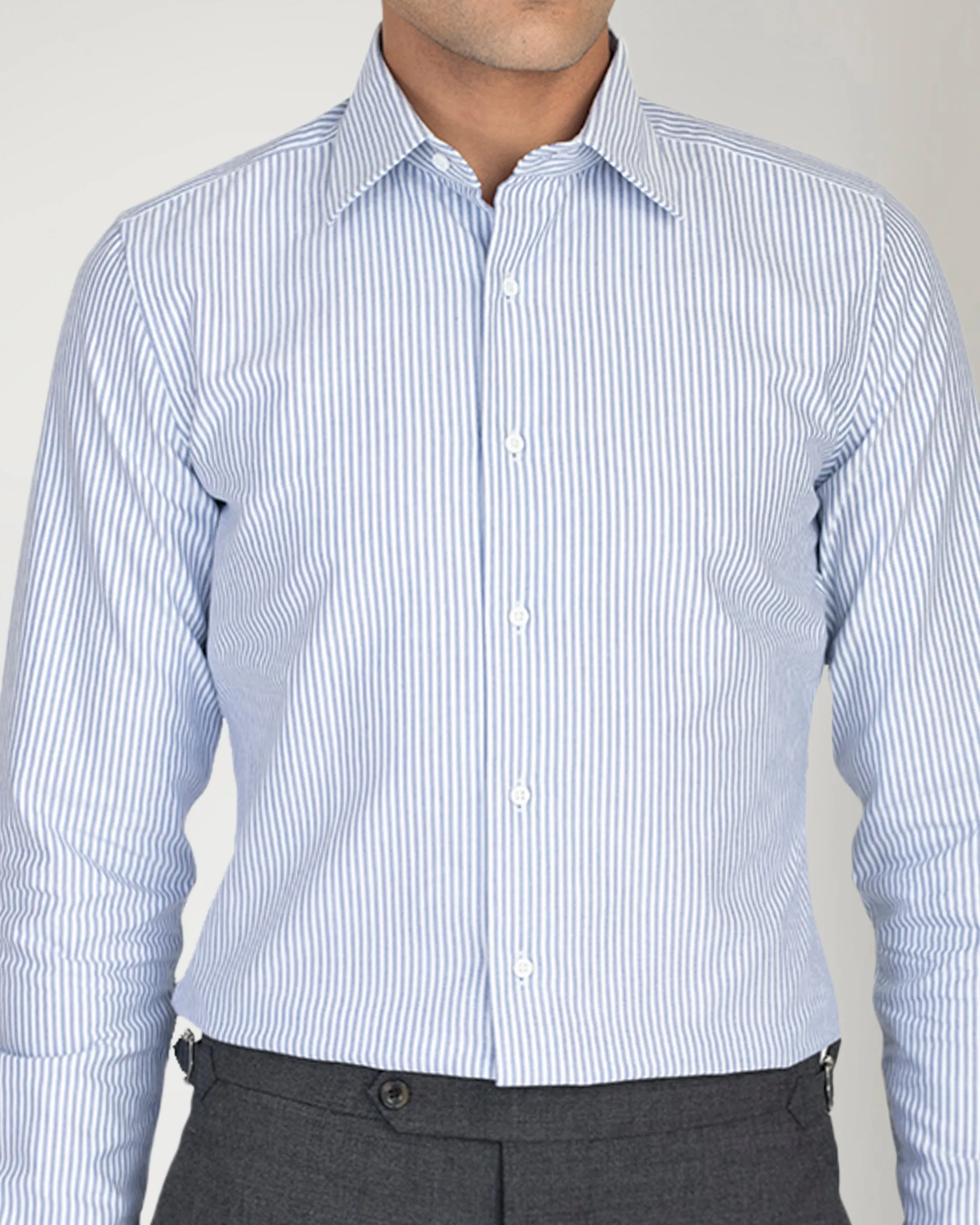 Plaid Design No Chafe Edging Navy University Stripes Oxford