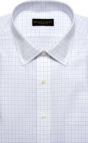 Fall Foliage Cruise Collection Wilkes & Riley Spread Collar Non Iron Dress Shirt in Blue Tattersall-Big & Tall Sizes