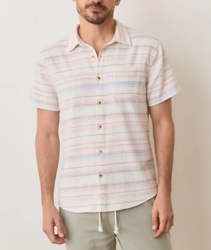 Layered Paneling Selvage SS Shirt - Baja Stripe