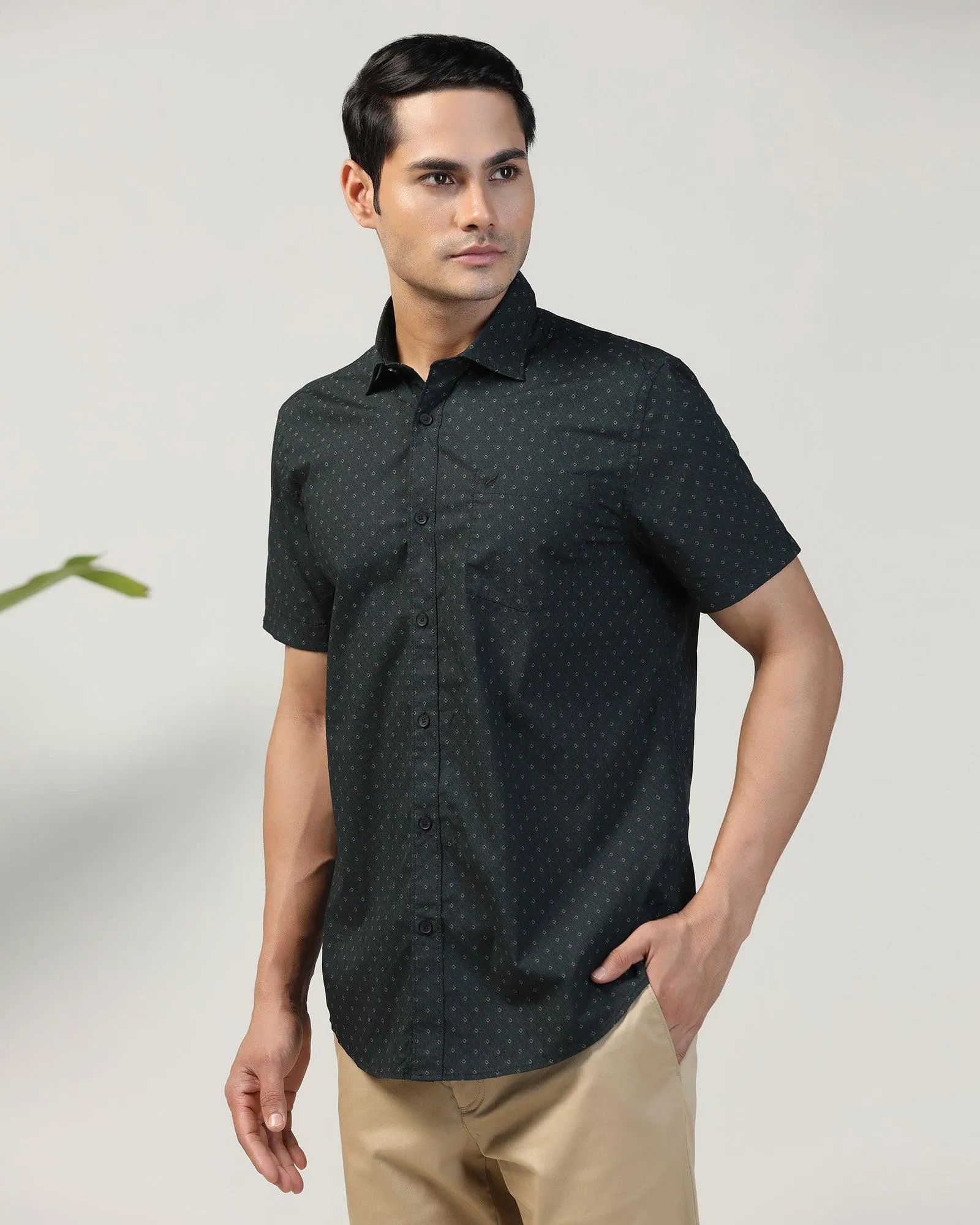 Casual Half Sleeve Teal Printed Shirt - Arwen Effortless Style