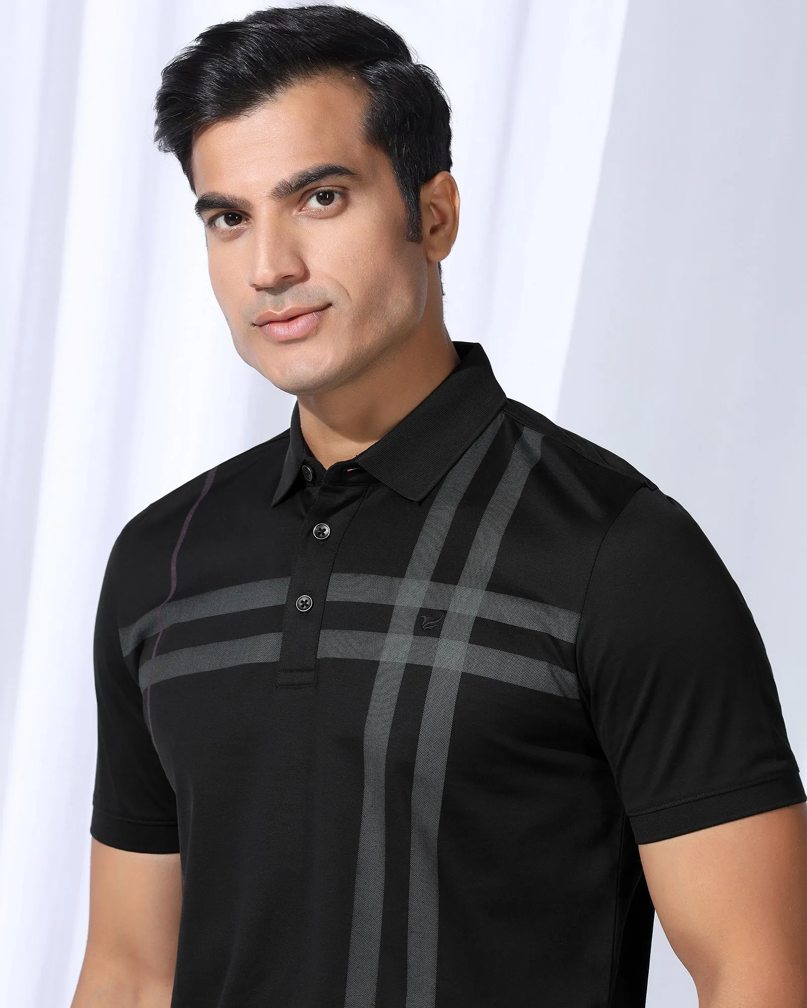 Lightweight Wear Polo Black Printed T-Shirt - Saddy