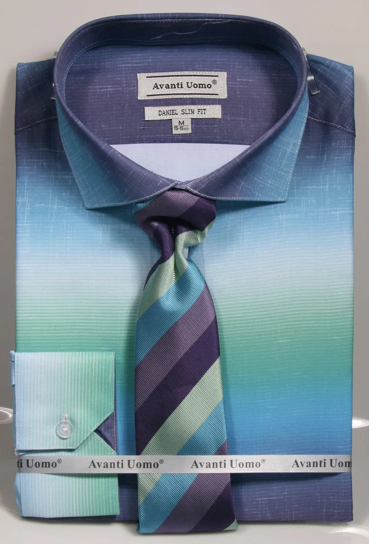 Bold Statement Avanti Uomo Dress Shirt DNS04 Aqua (Slim Fit)